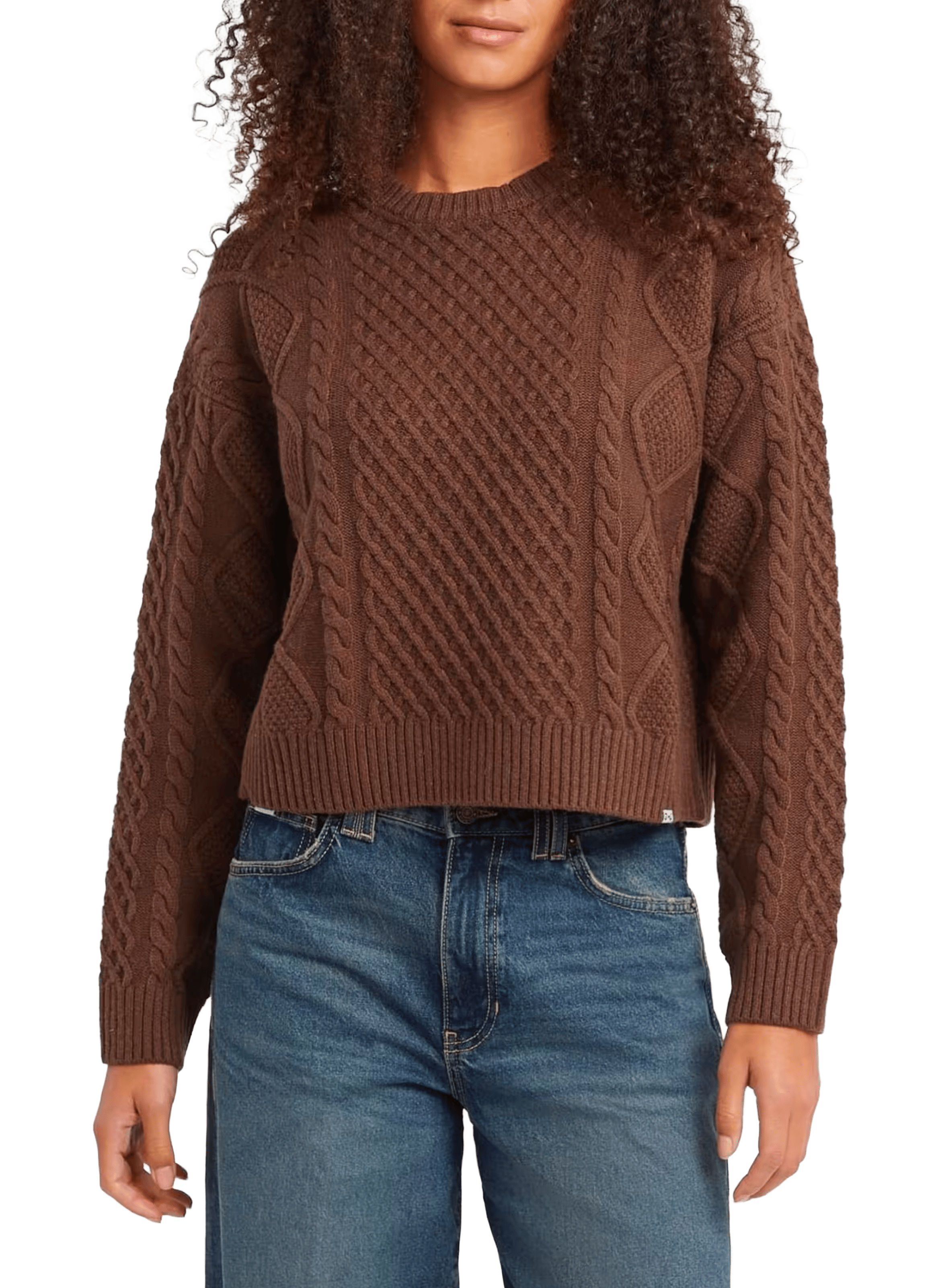 GUESS Straight fit cotton blend sweater Brown