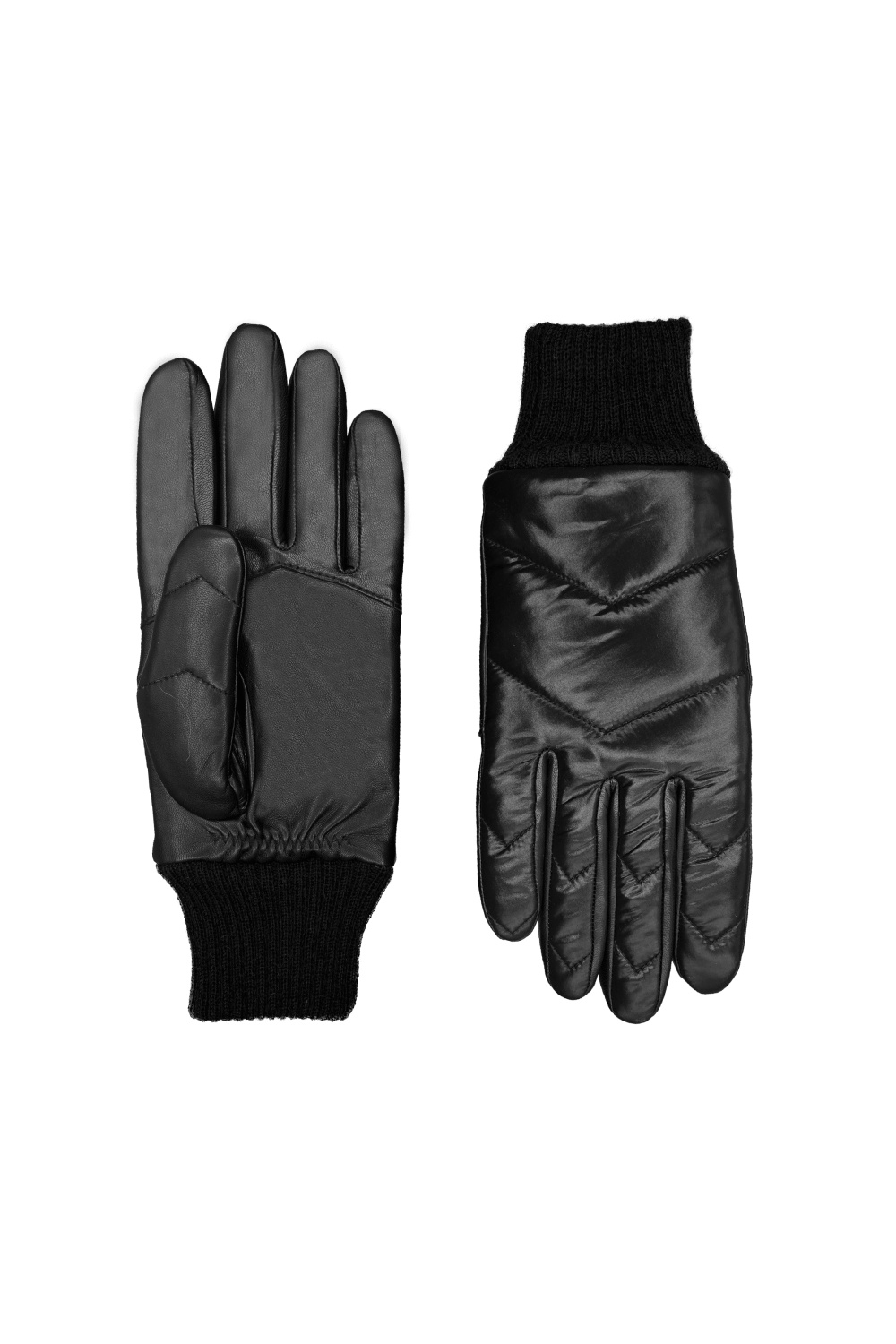 AGNELLE Gants snowy homme cuir et nylon doublés alpaga Noir