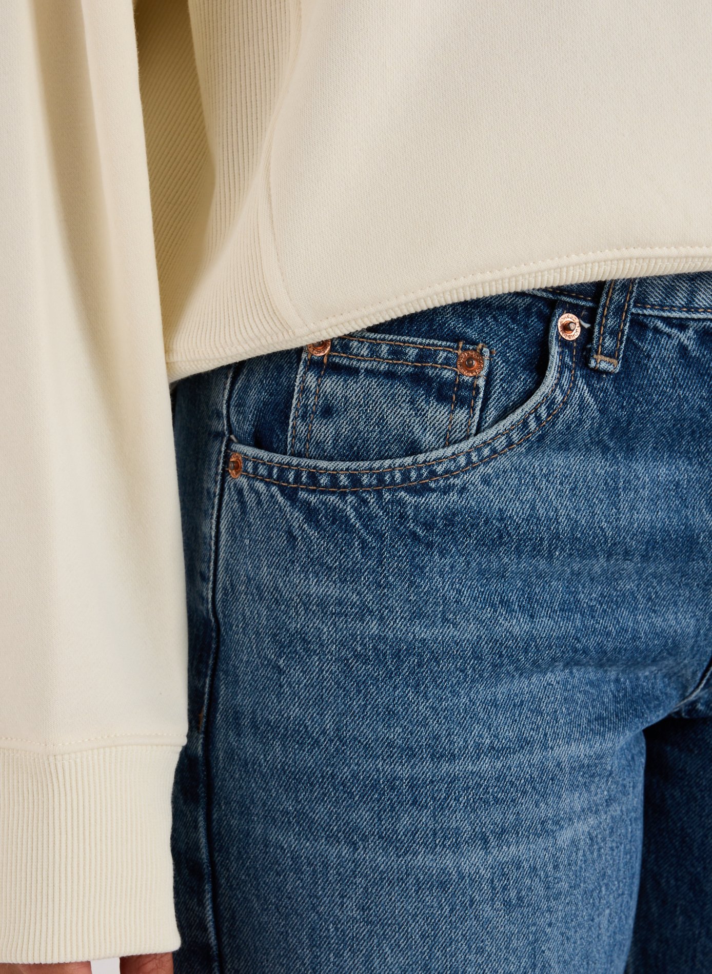 Jean cinq poches en coton TOPSHOP Bleu