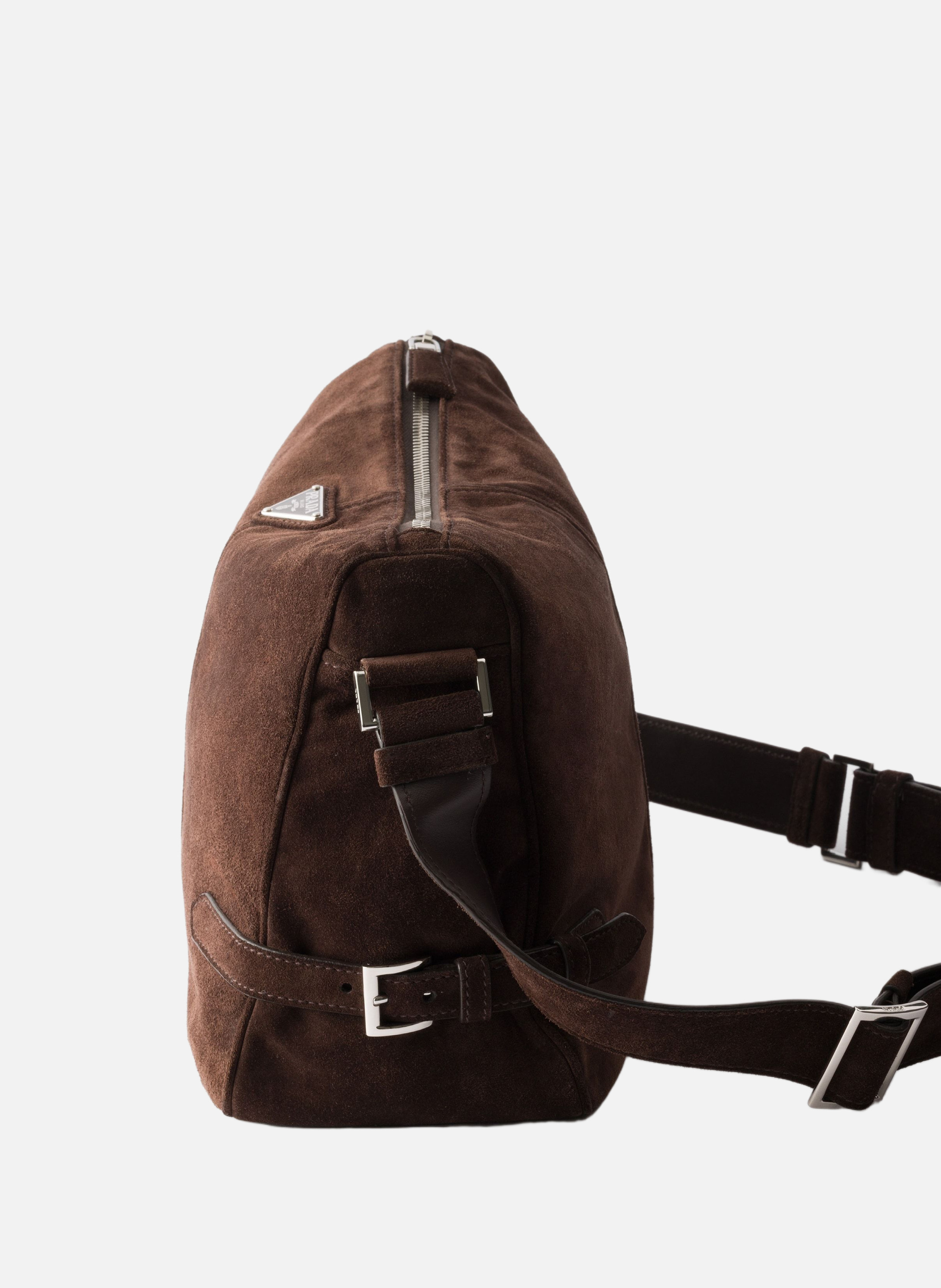 Sac à bandoulière en suède PRADA Marron
