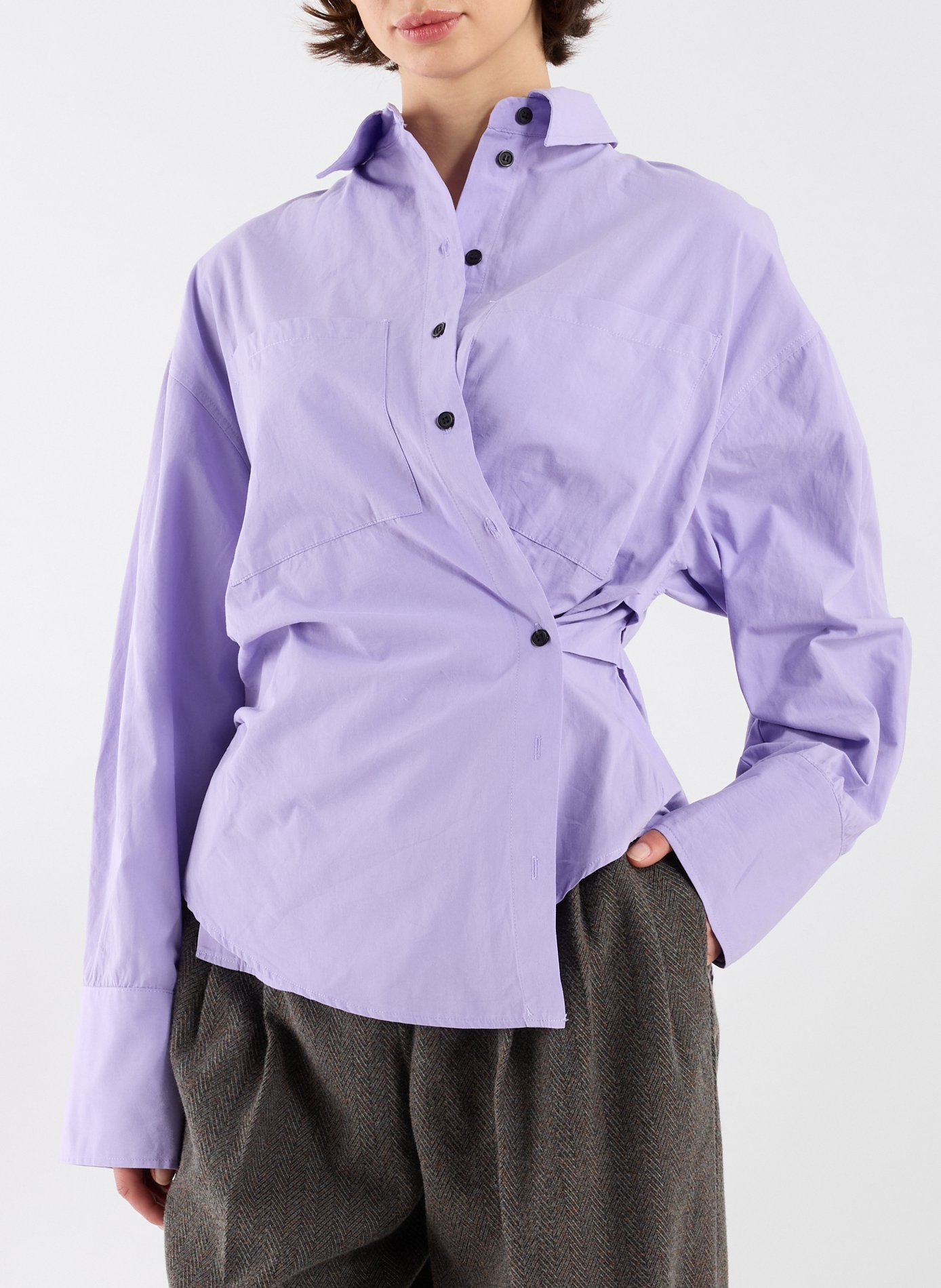 Asymmetrical cotton shirt TOPSHOP Purple