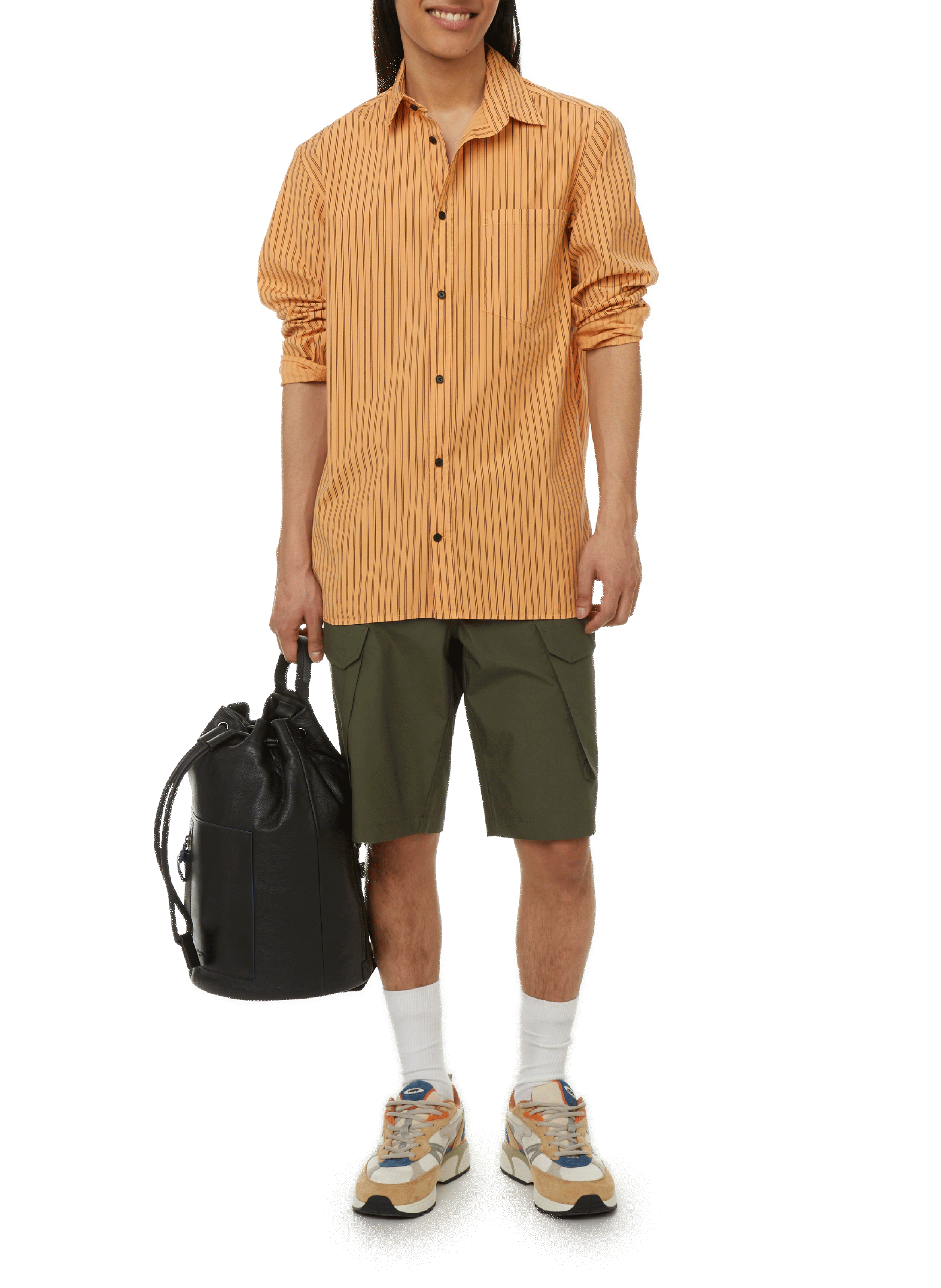 Chemise rayée en popeline de coton SAISON 1865 Orange