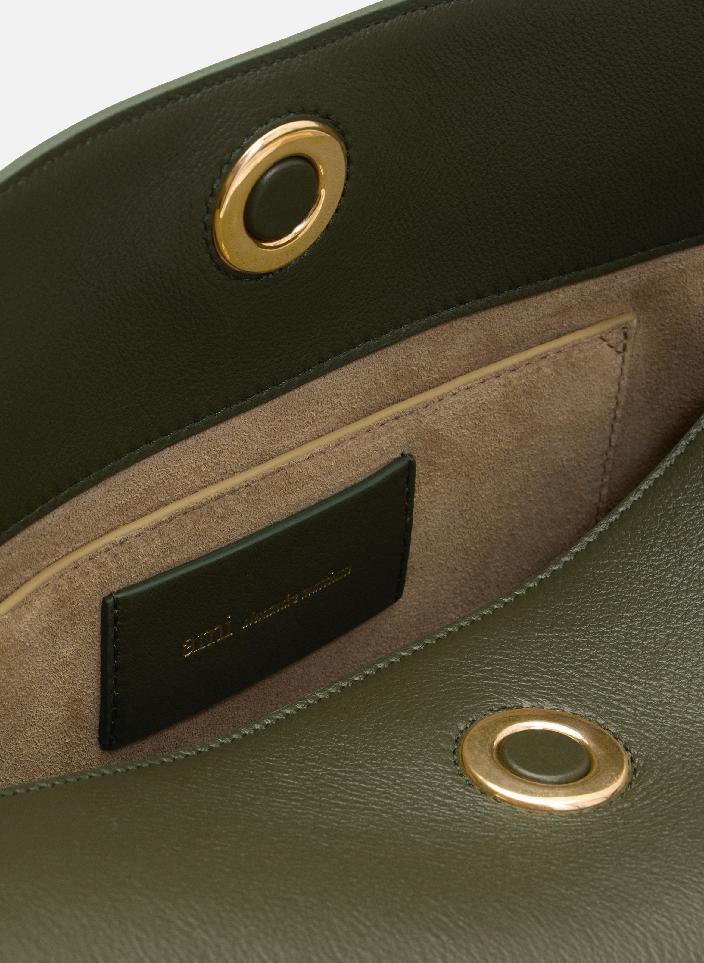 Sac Carrousel Moyen En Cuir Lisse unisexe AMI PARIS Vert