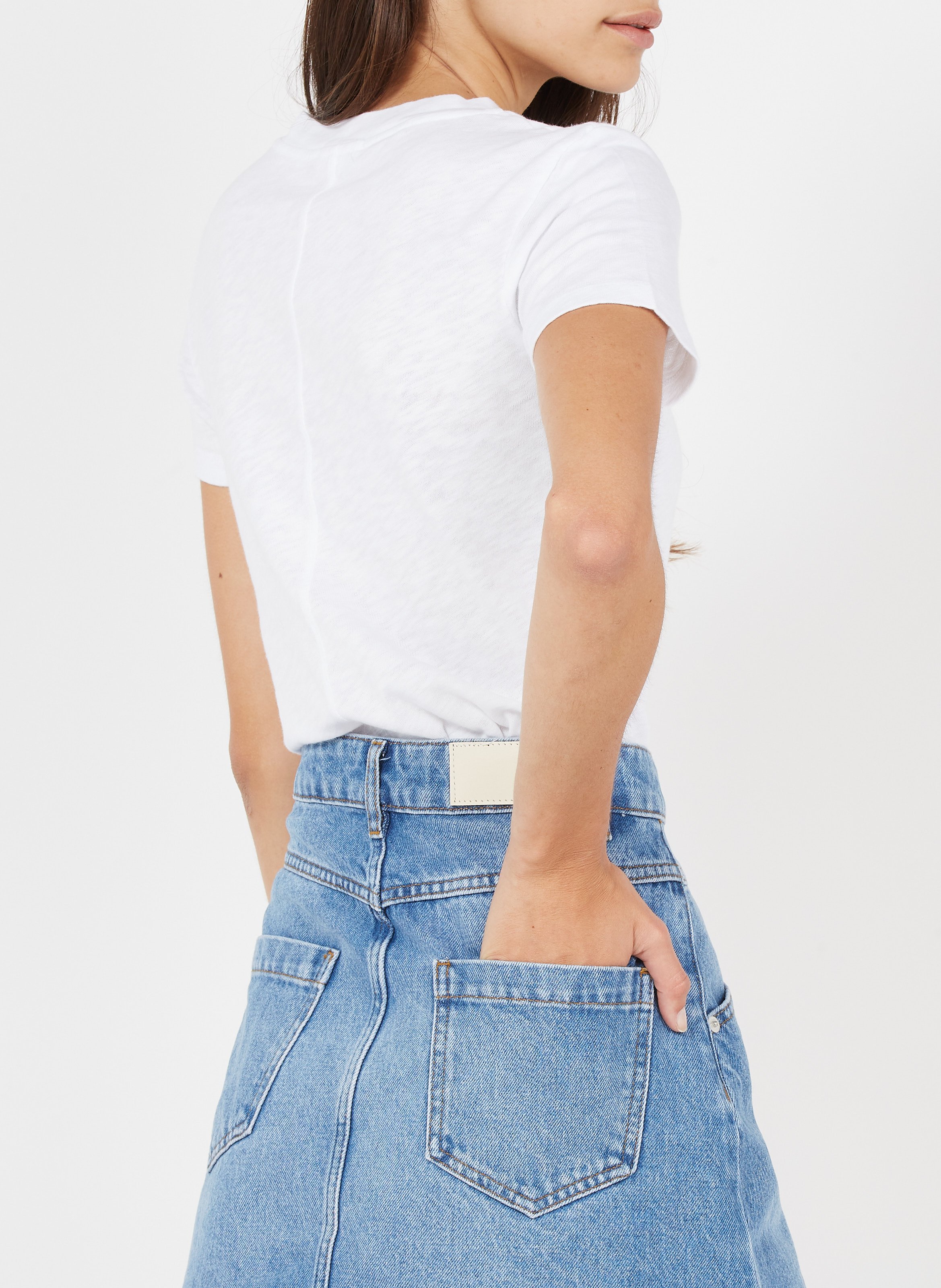 Tee-shirt col rond droit en coton sonoma AMERICAN VINTAGE Blanc