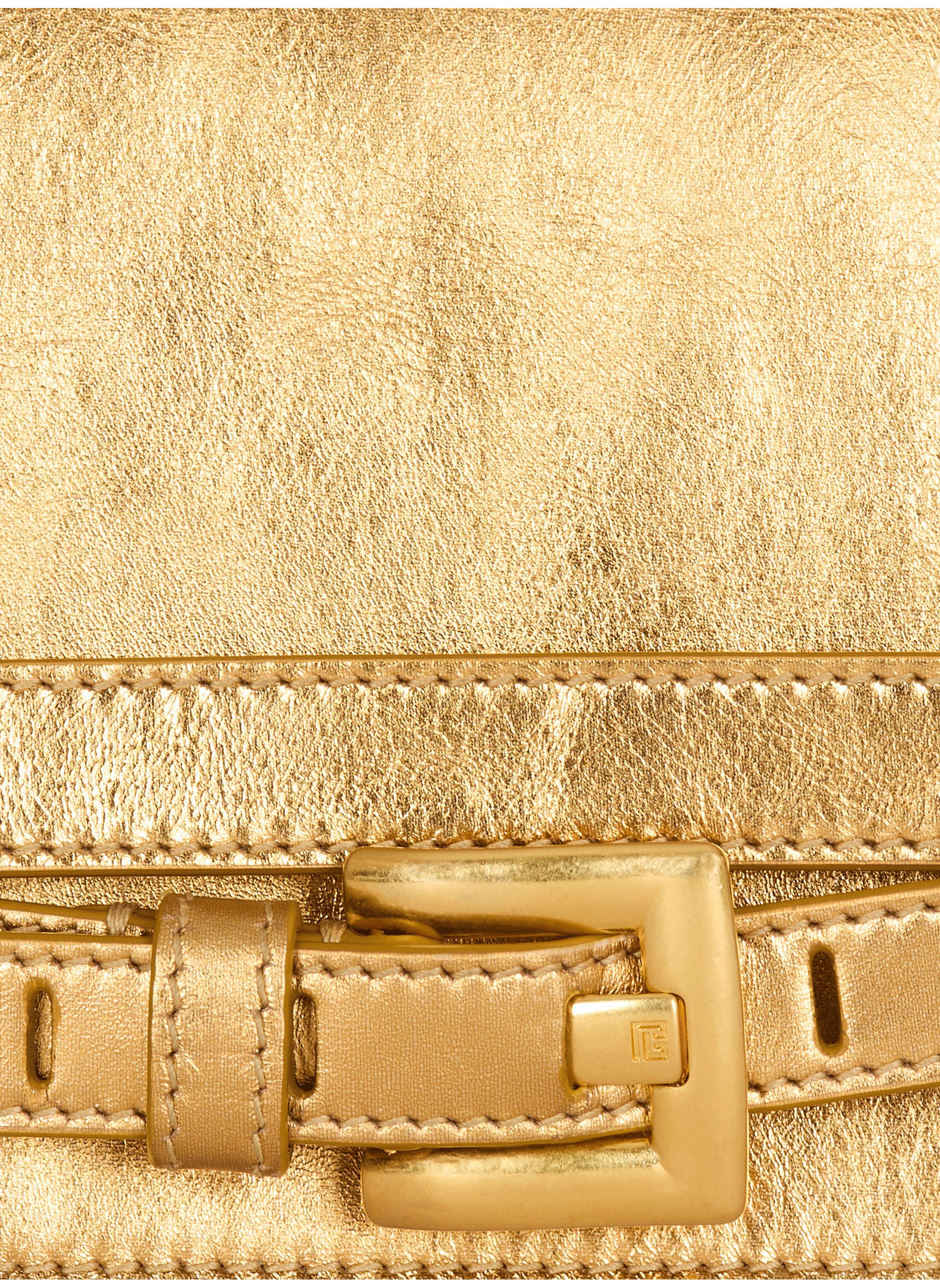 Portefeuille shuffle en cuir lamé BALMAIN Doré