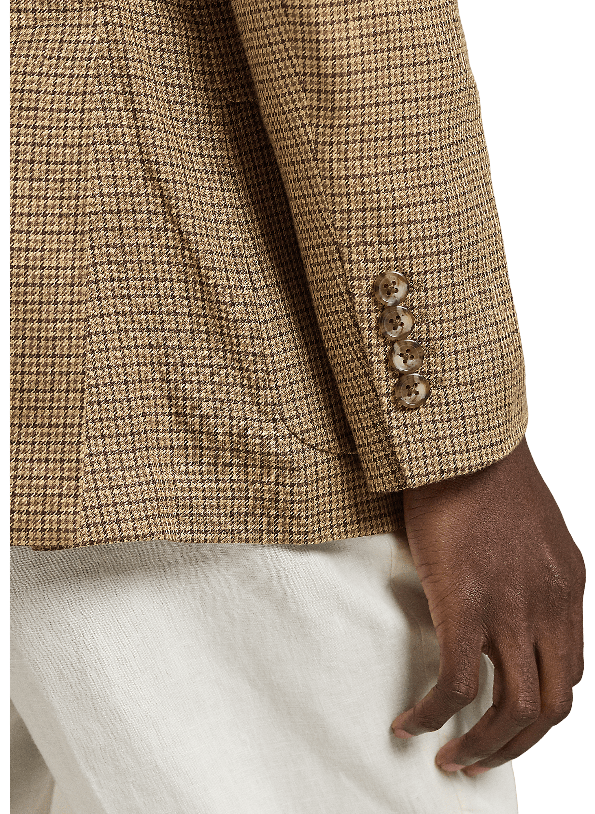 Checked Linen Blend Blazer POLO RALPH LAUREN Beige