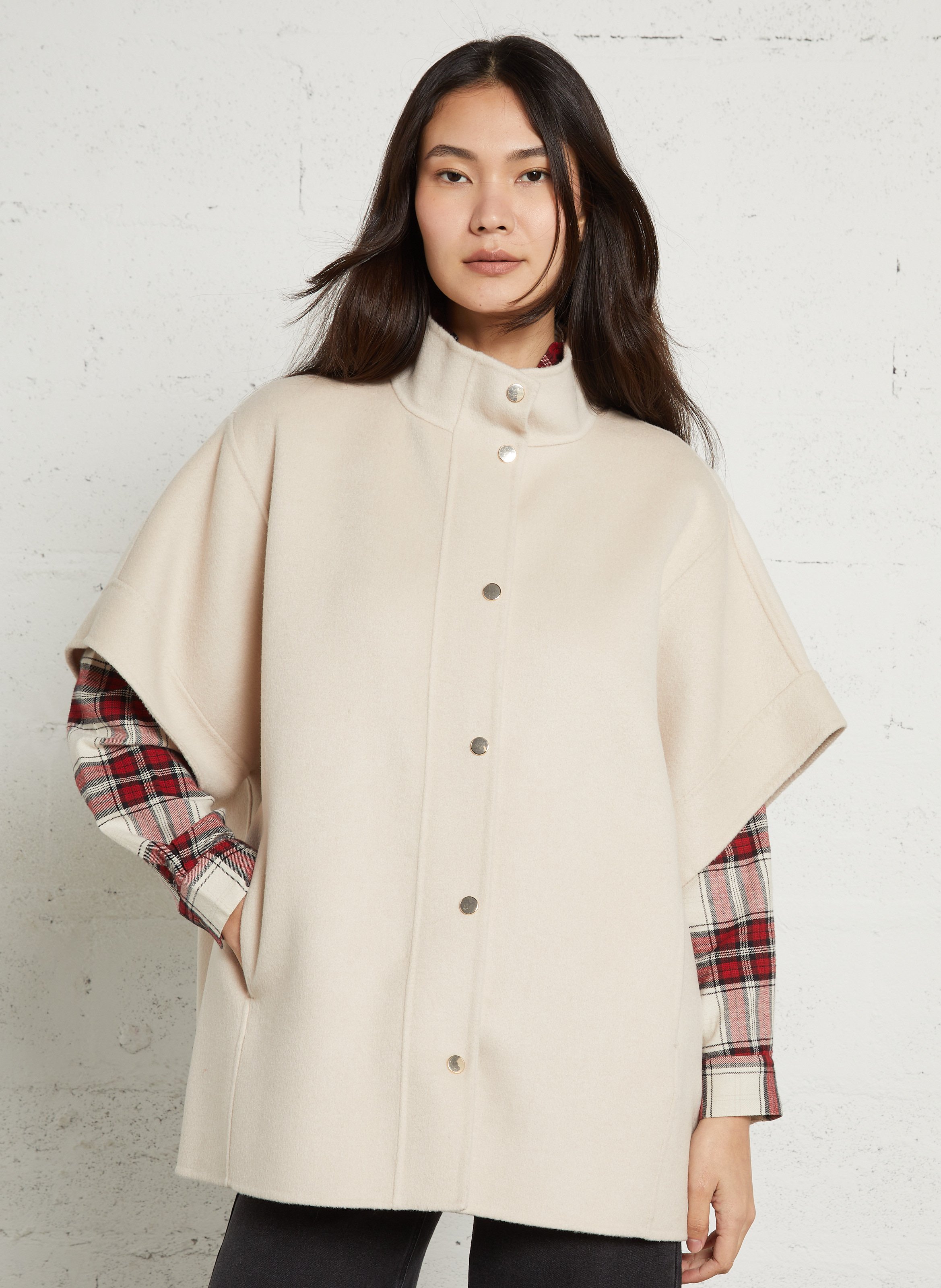 Veste col montant en laine mélangée fortune MAISON 123 Blanc