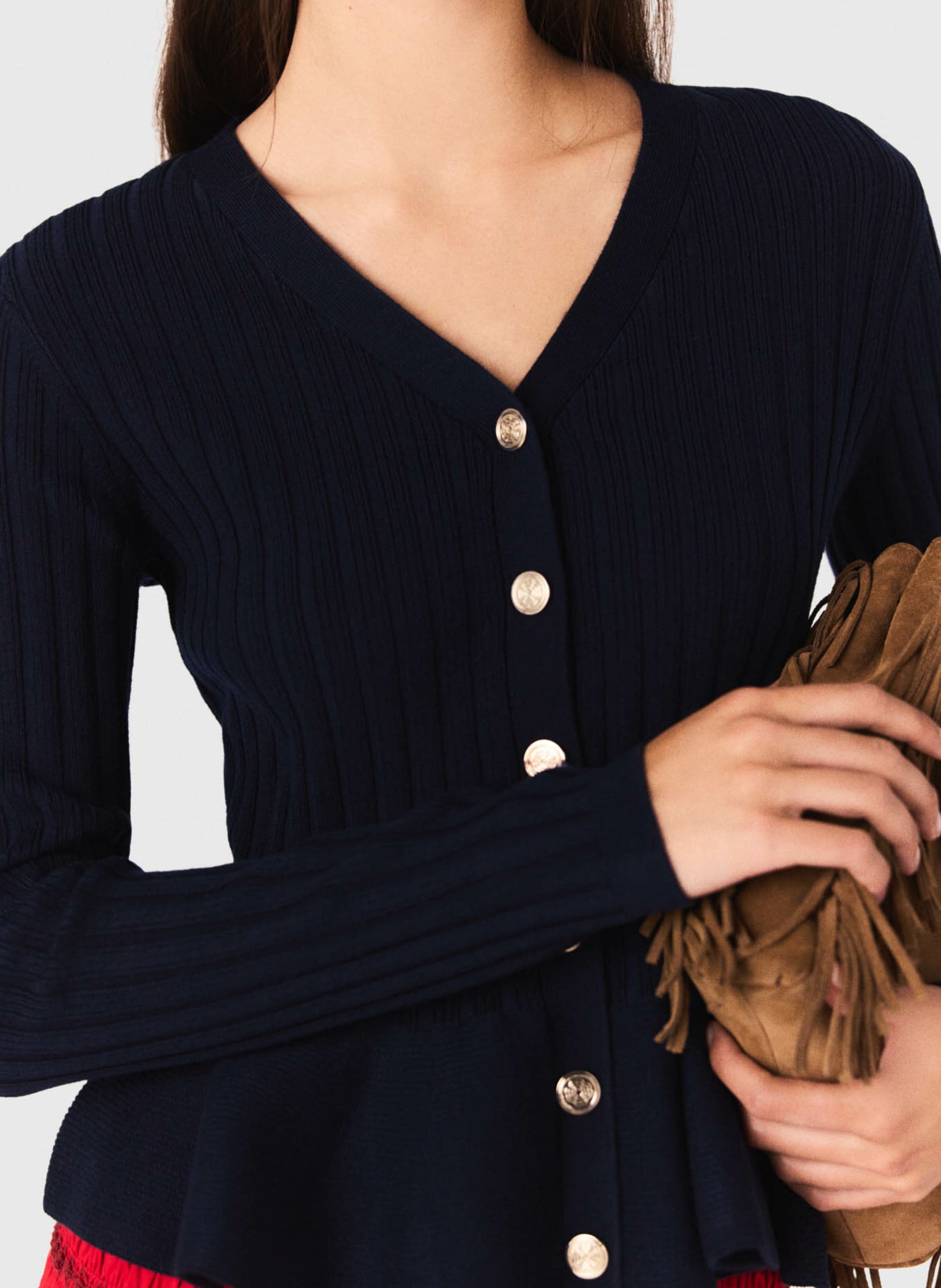 Cardigan cintré à boutons uni MAJE Bleu