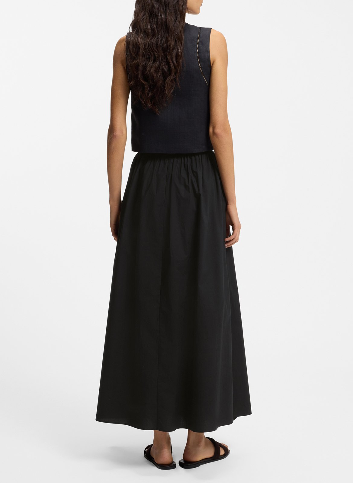 Jupe longue évasée en coton BOSS Noir