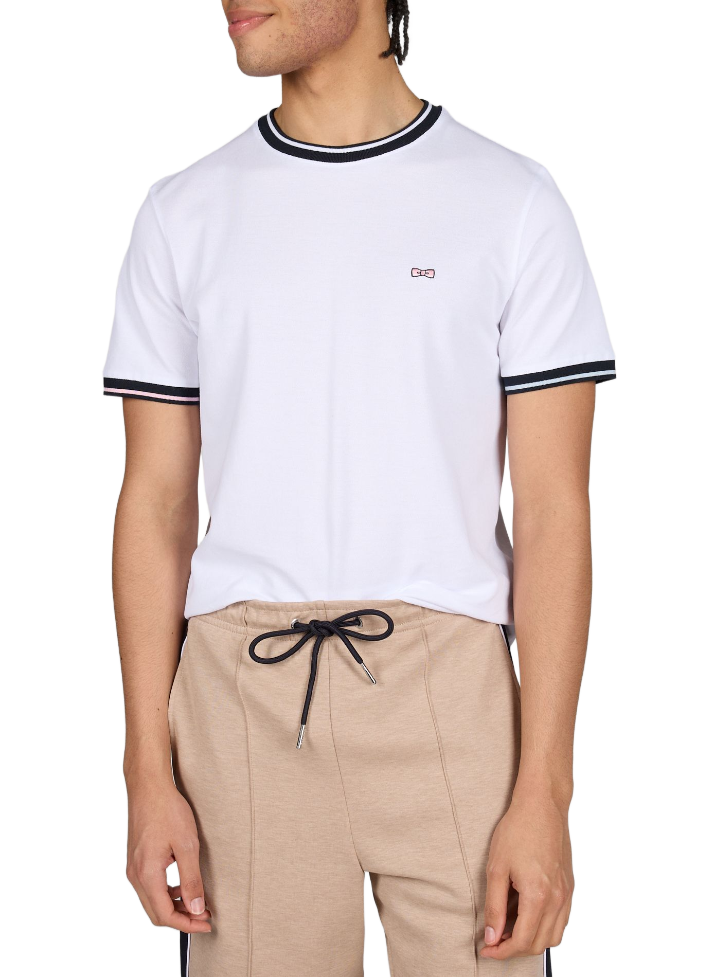 T-shirt brodé à col rond en coton EDEN PARK Blanc