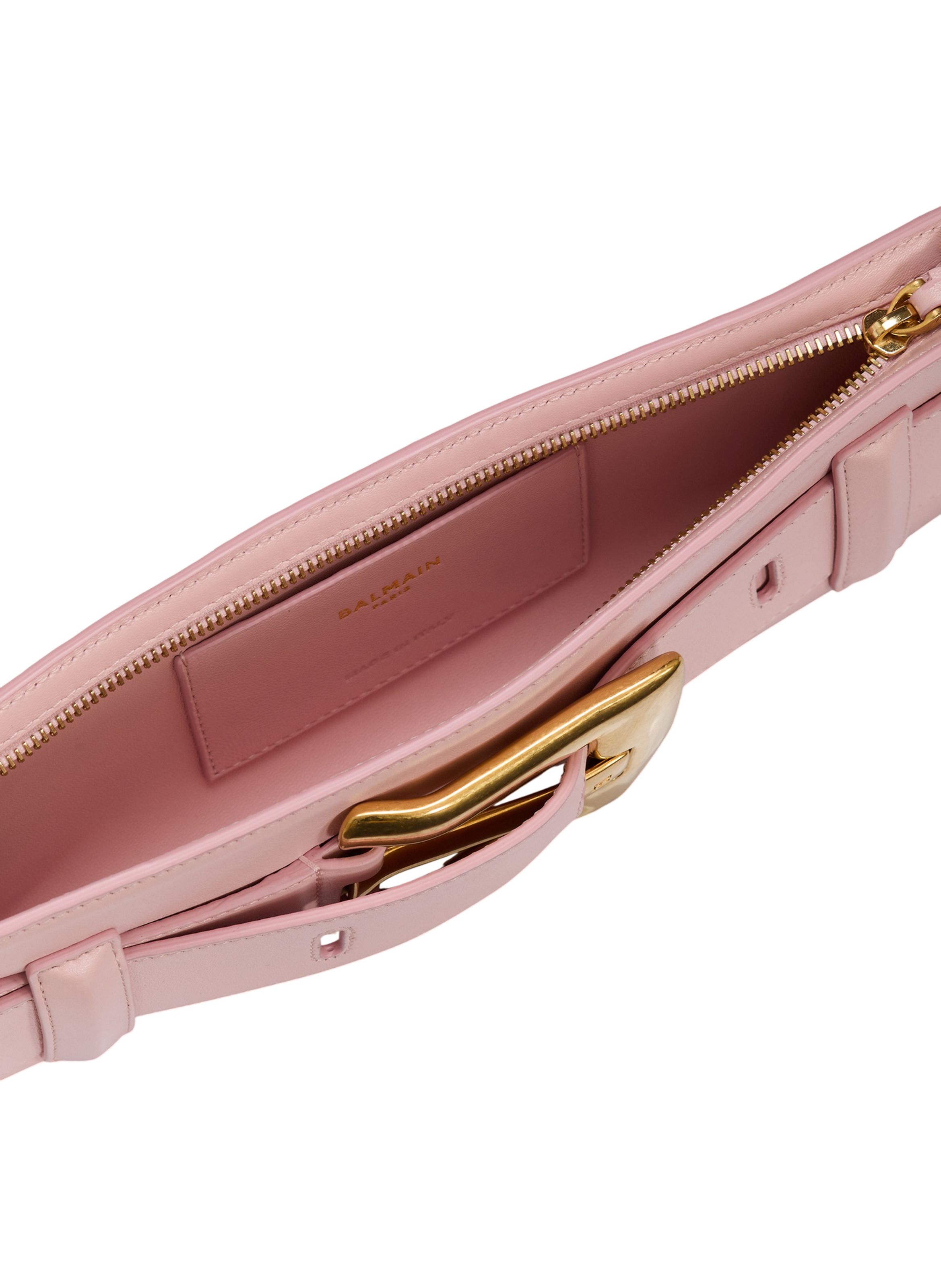 Pochette anthem en cuir lisse BALMAIN Rose