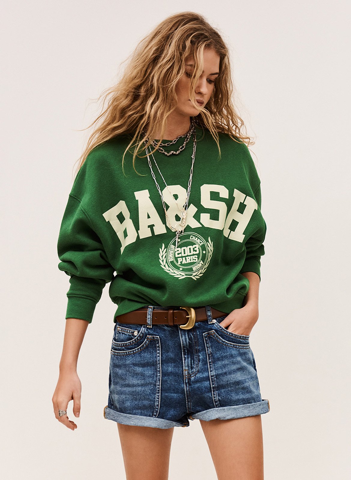 Short large en jean zevy BA&SH Bleu