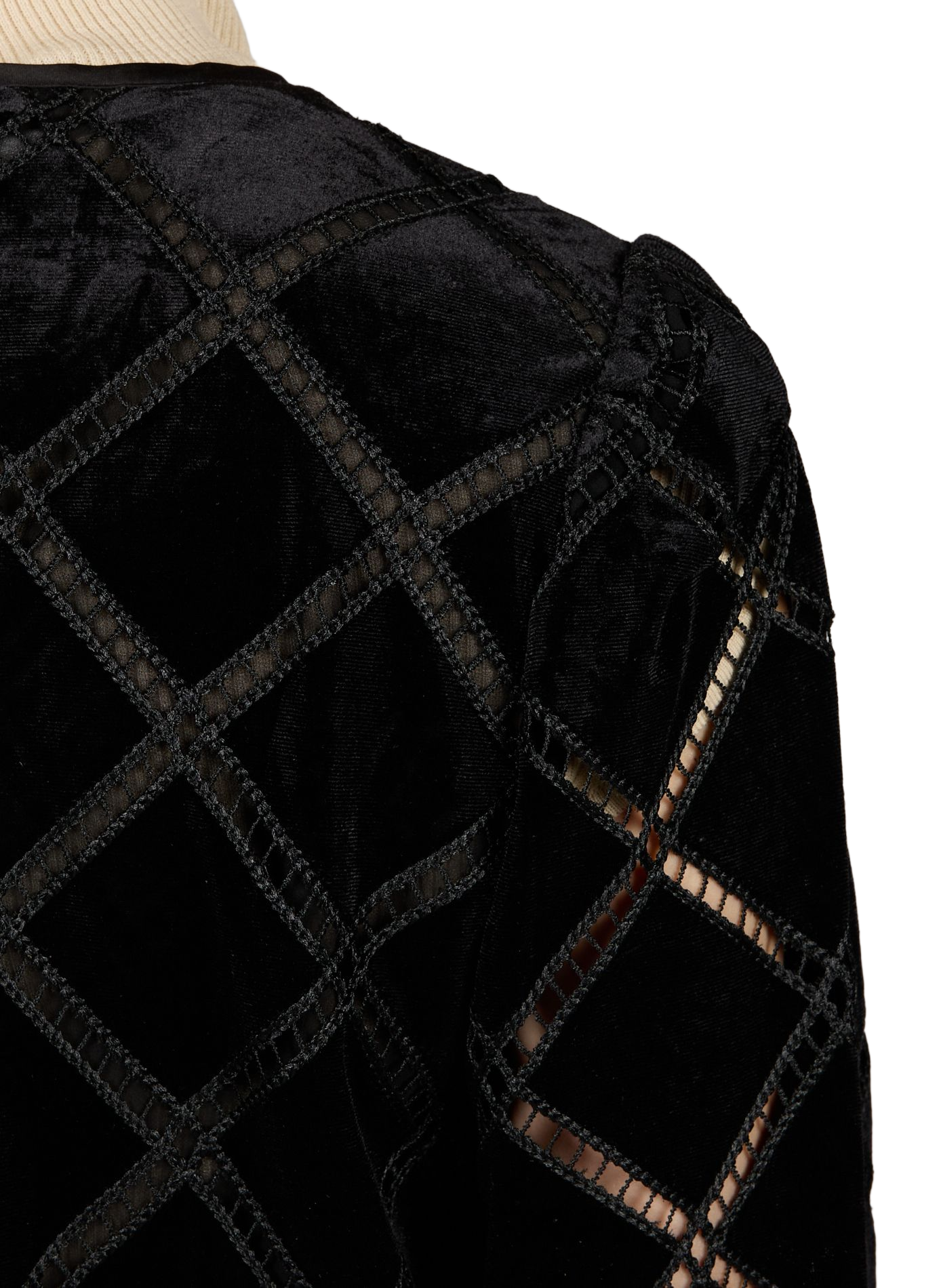 Short velvet vest with openwork embroidery BAUM UND PFERDGARTEN Black