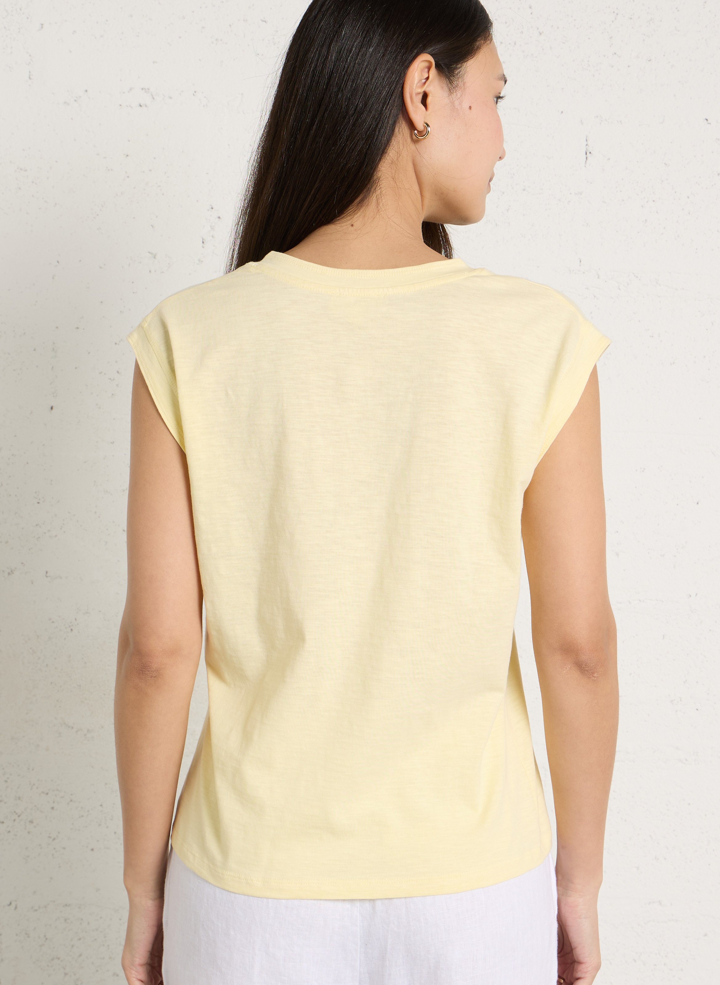 Tee-shirt col v en coton delya Jaune