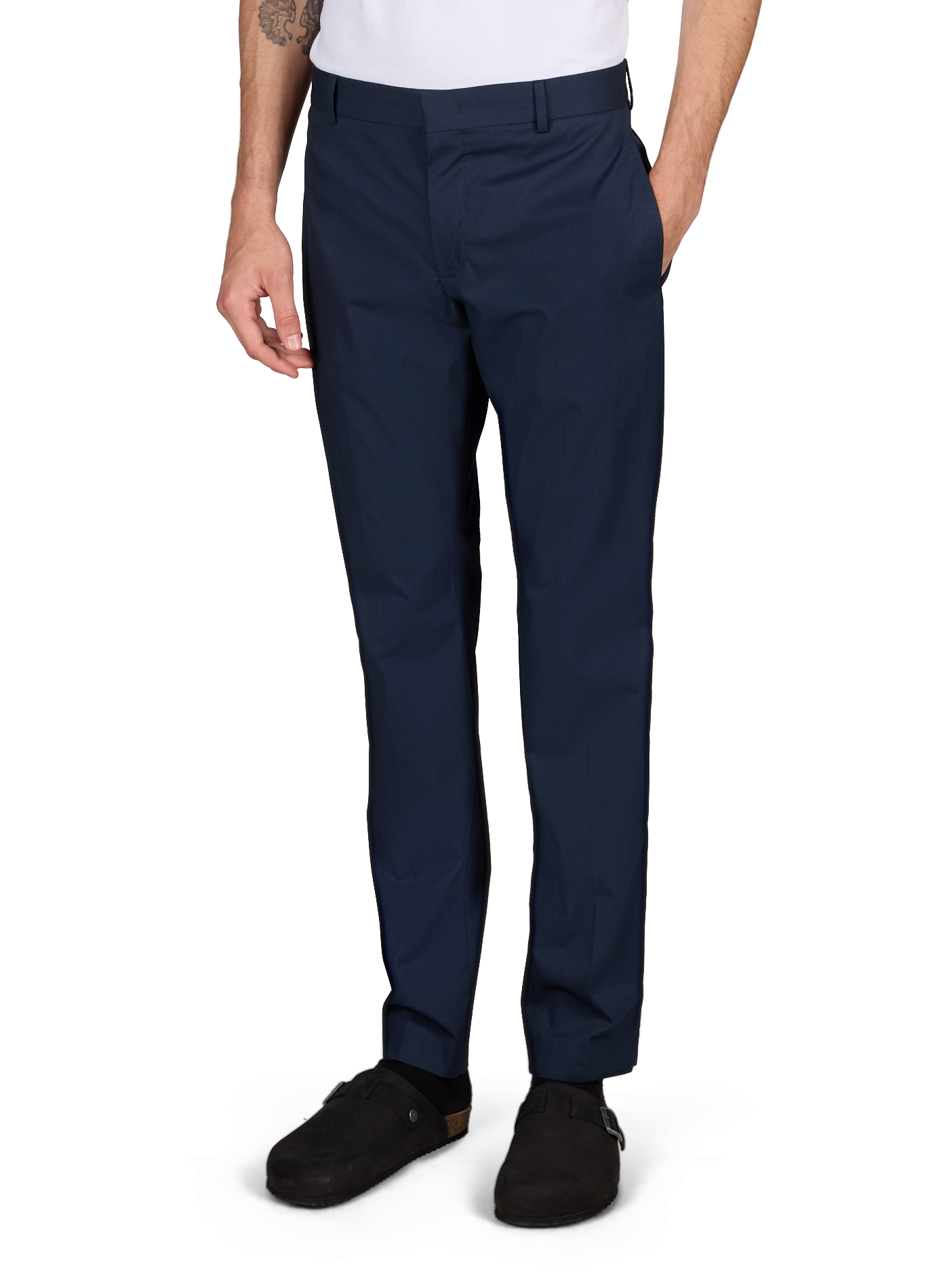 Solid color mixed cotton pants PT01 Blue