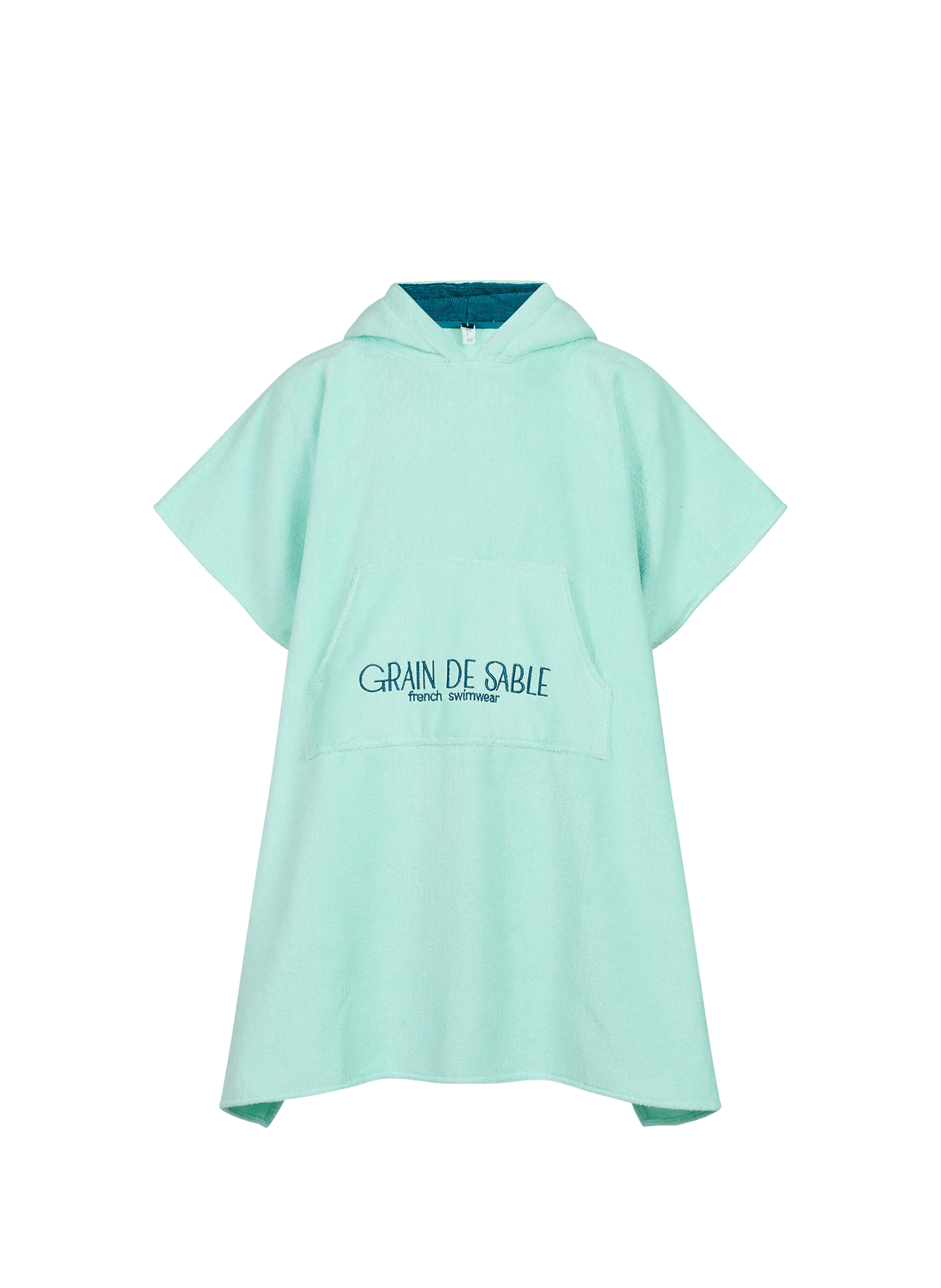 Hooded beach poncho in blended cotton GRAIN DE SABLE Green