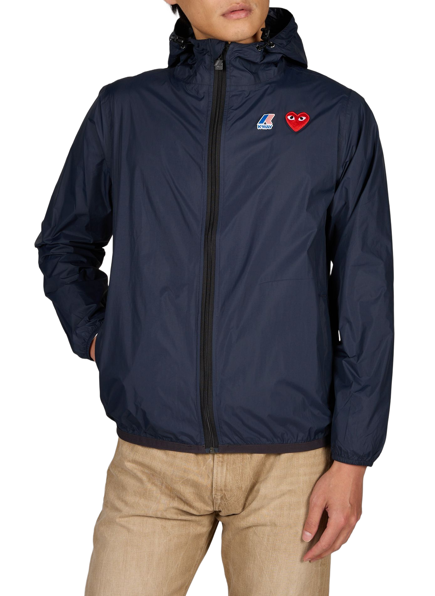 Waterproof hooded jacket COMME DES GARCONS PLAY Blue