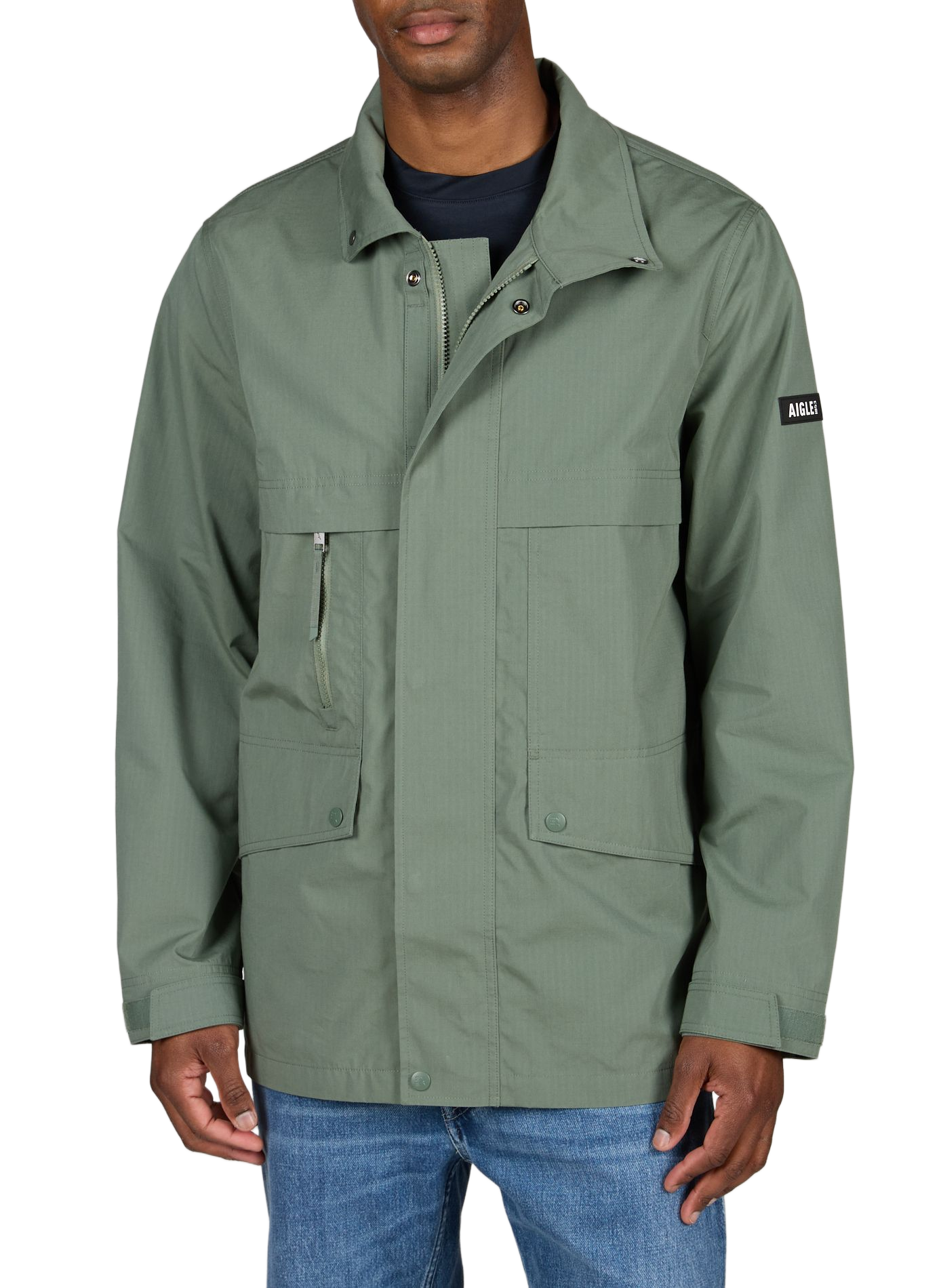 Veste déperlante multi-poches en coton mélangé AIGLE Kaki