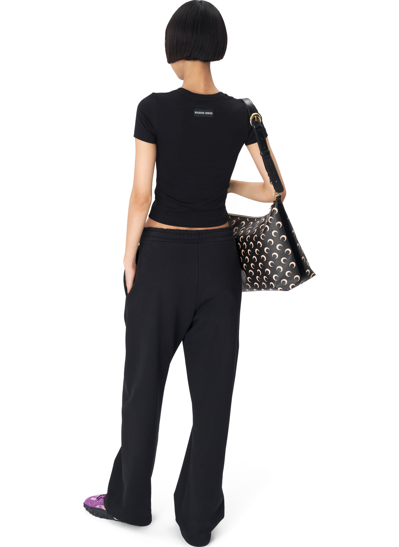 T-shirt baby fit logo moon coton biologique MARINE SERRE Noir