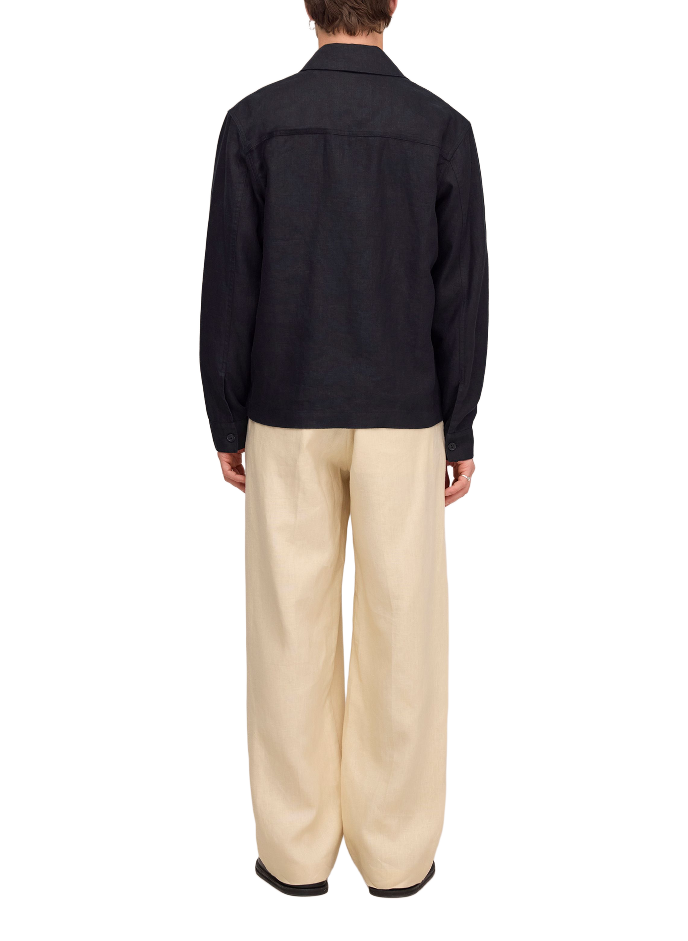 Gerade geschnittene Leinenjacke mit Reißverschluss NN.07 Schwarz