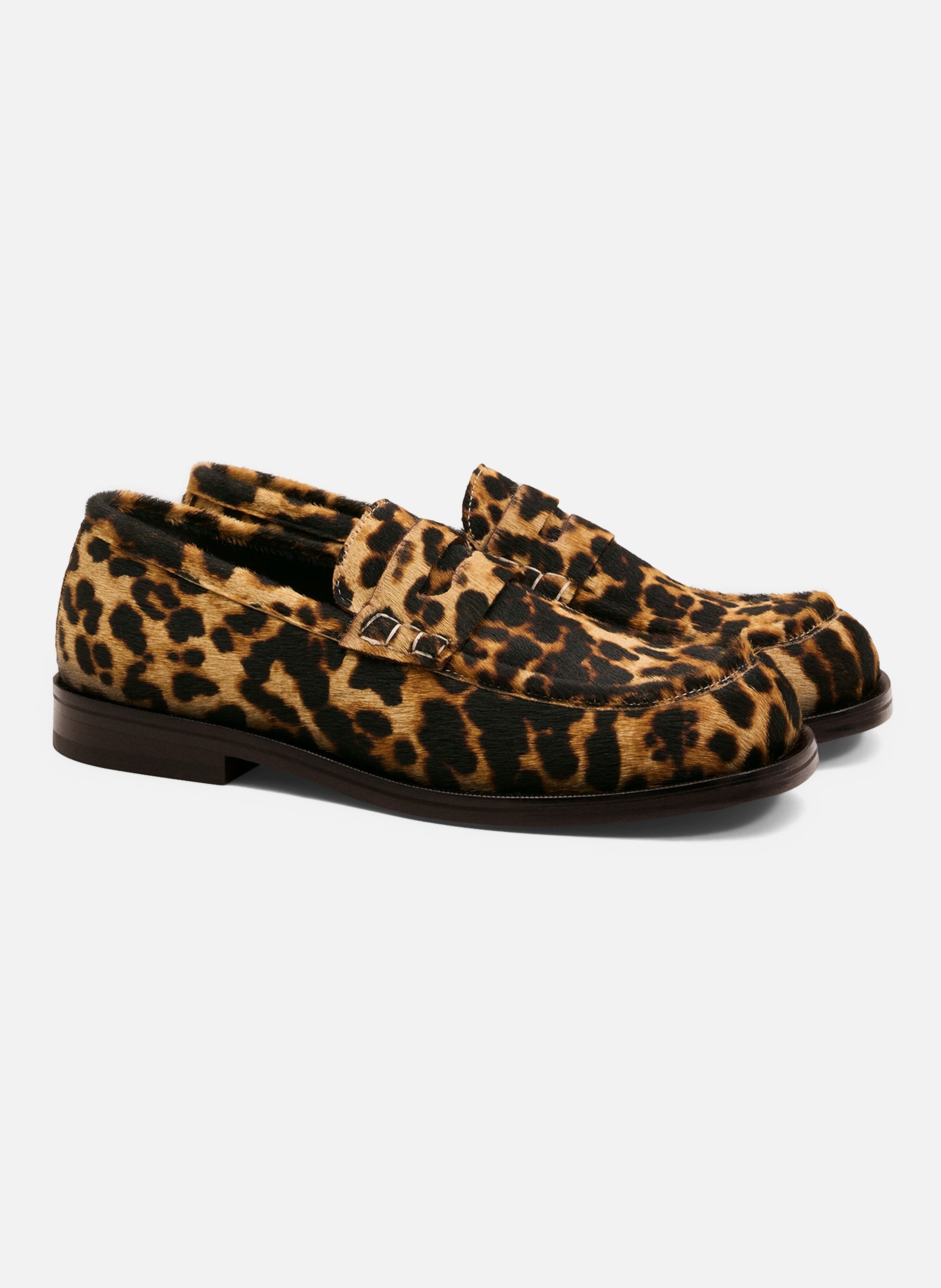 Mocassins imprimés léopard unisexe en cuir de vachette AMI PARIS Beige