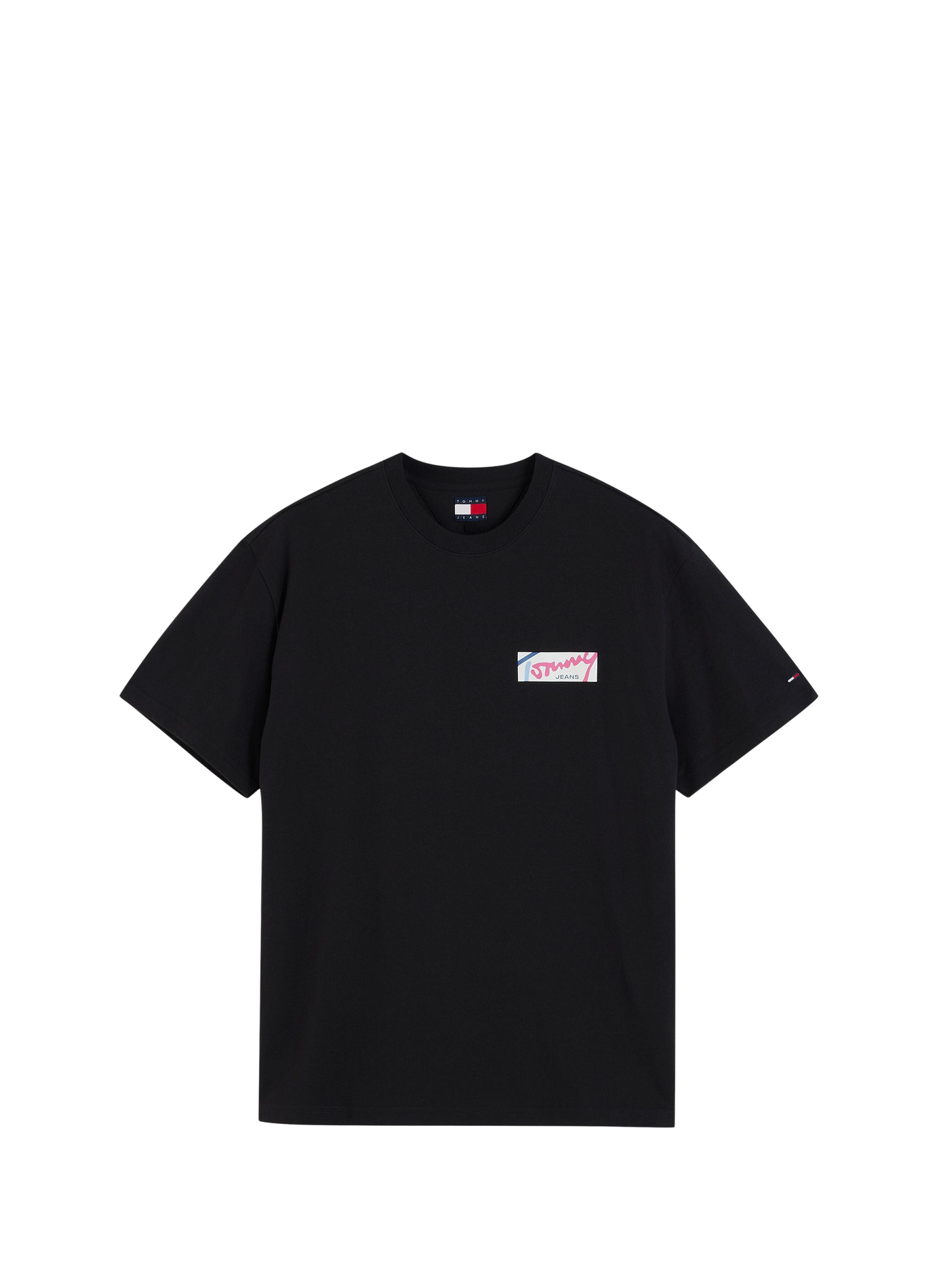 T-shirt droit à motif en coton TOMMY HILFIGER Noir