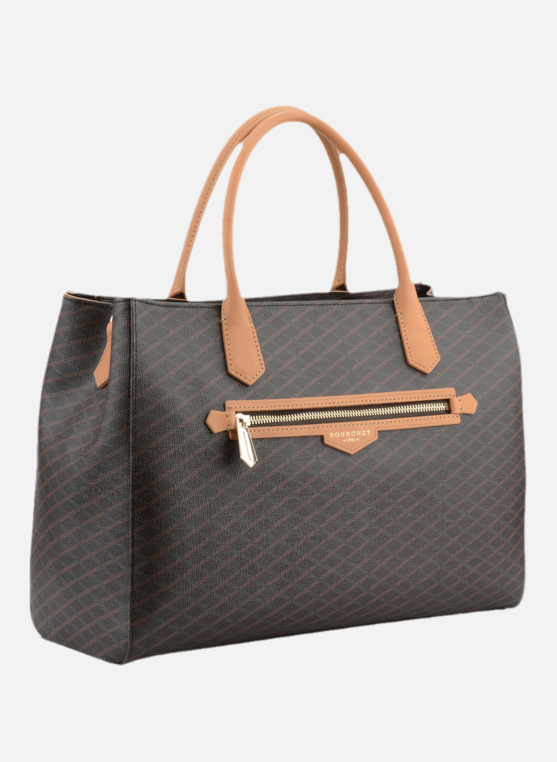 Volver coated | sac porté main gm en cuir de vachette POURCHET Marron