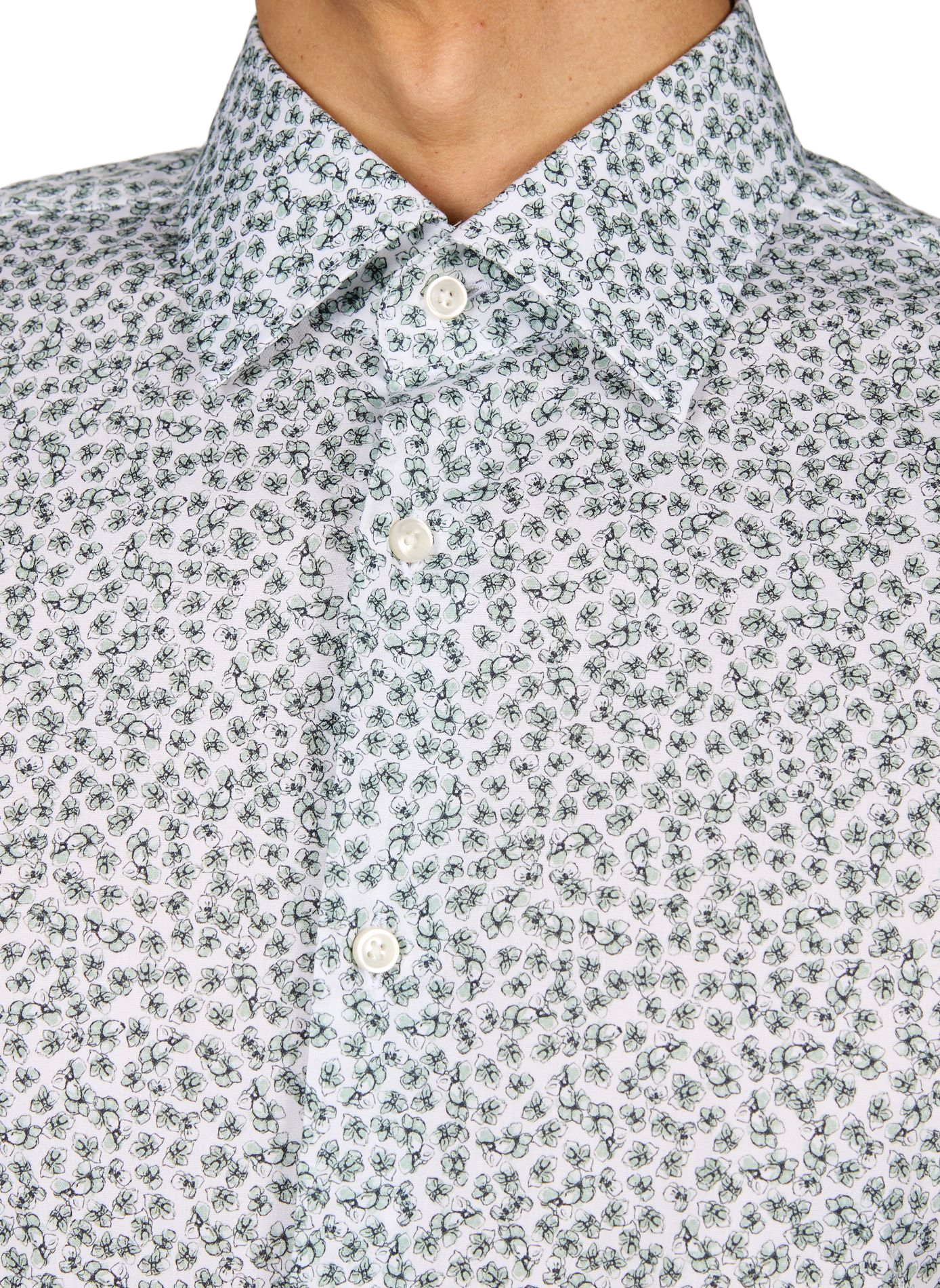 Chemise manches longues à fleurs en coton mélangé BOSS Vert