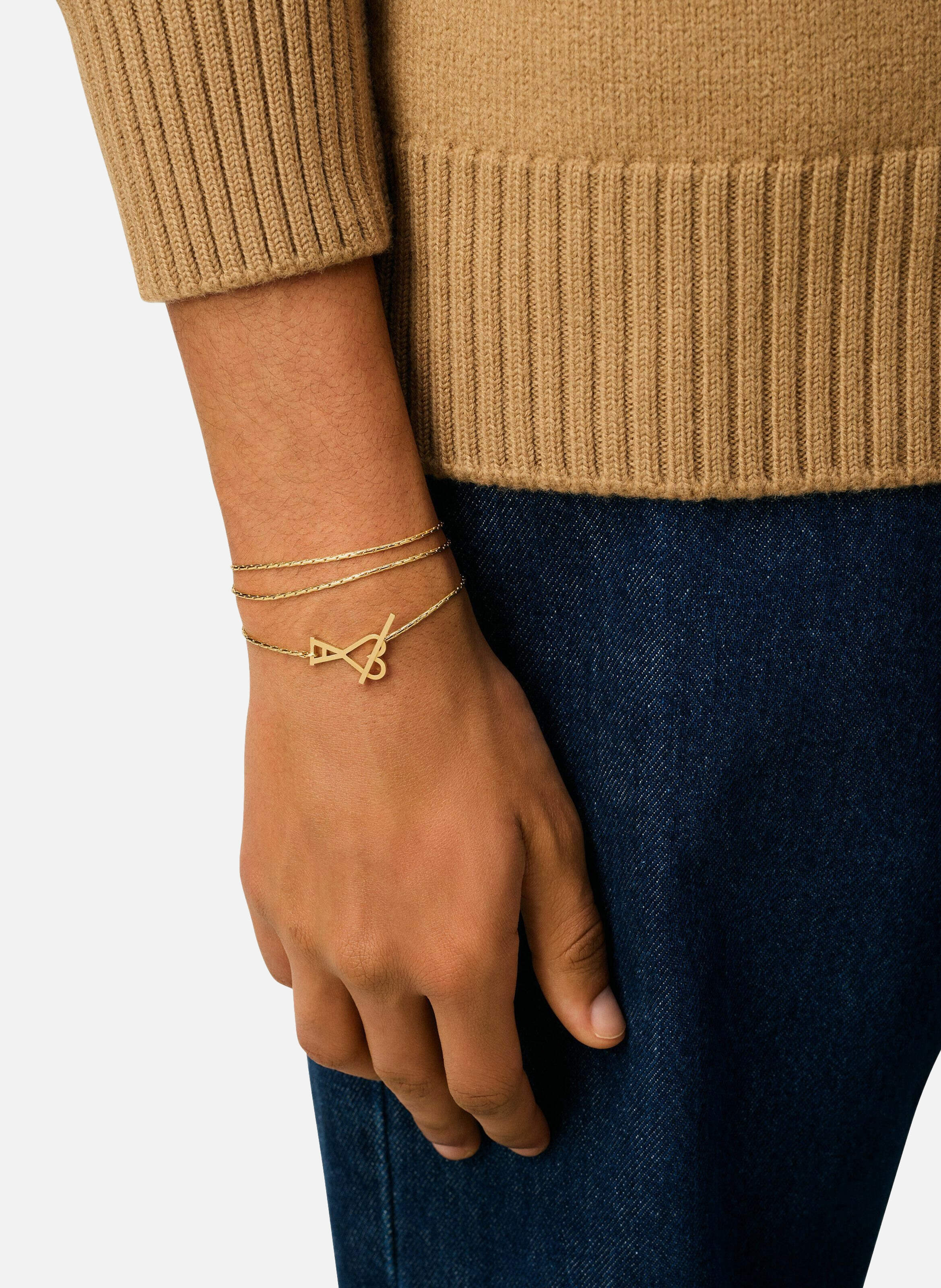 Collier chaîne ami de coeur 2 en 1 unisexe AMI PARIS Jaune