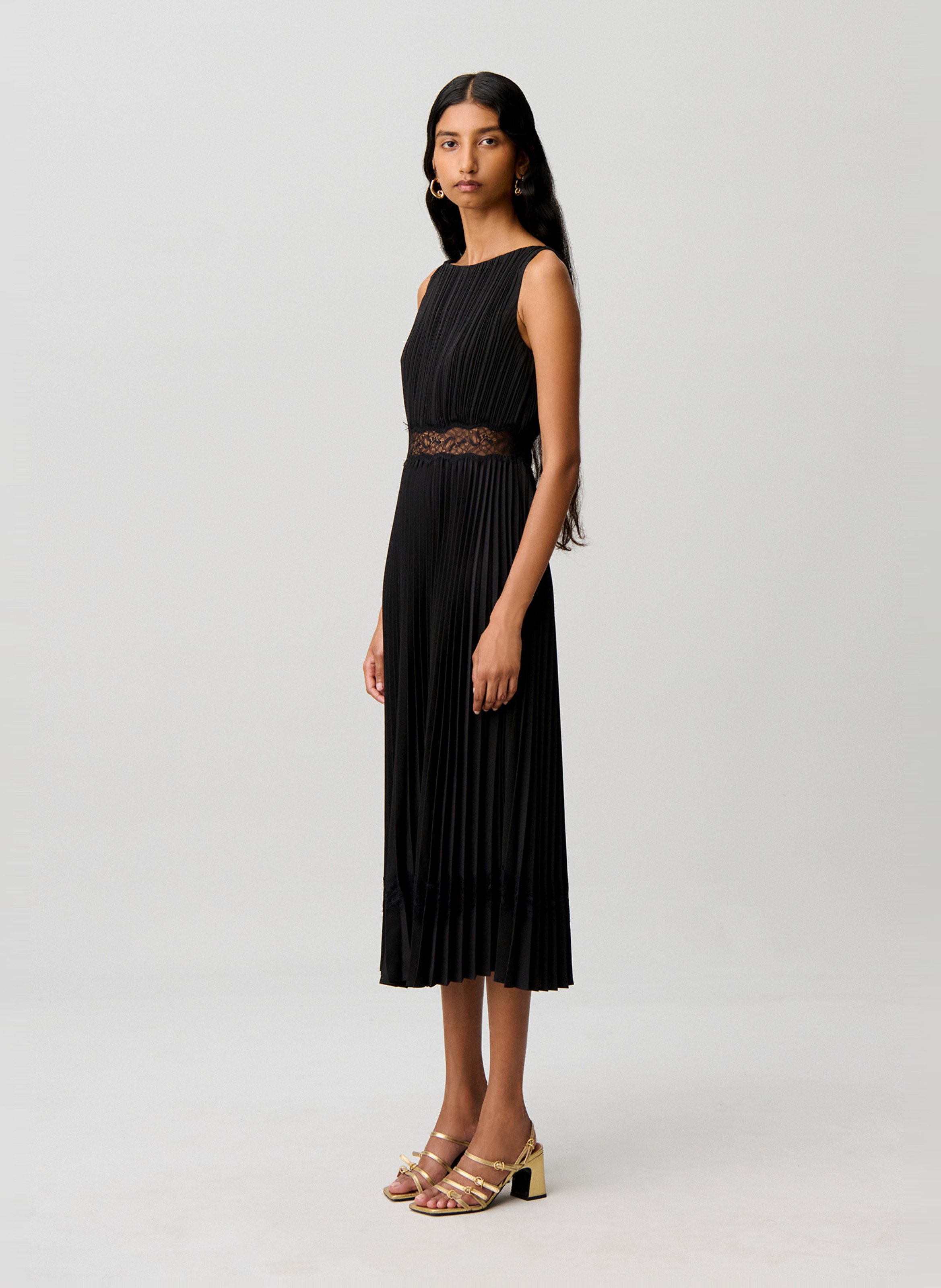 Robe longue droite plissée CLAUDIE PIERLOT Noir