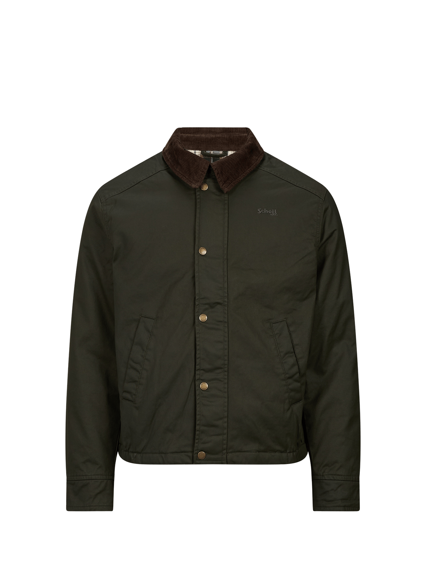 Blouson droit à col côtelé en coton SCHOTT Marron