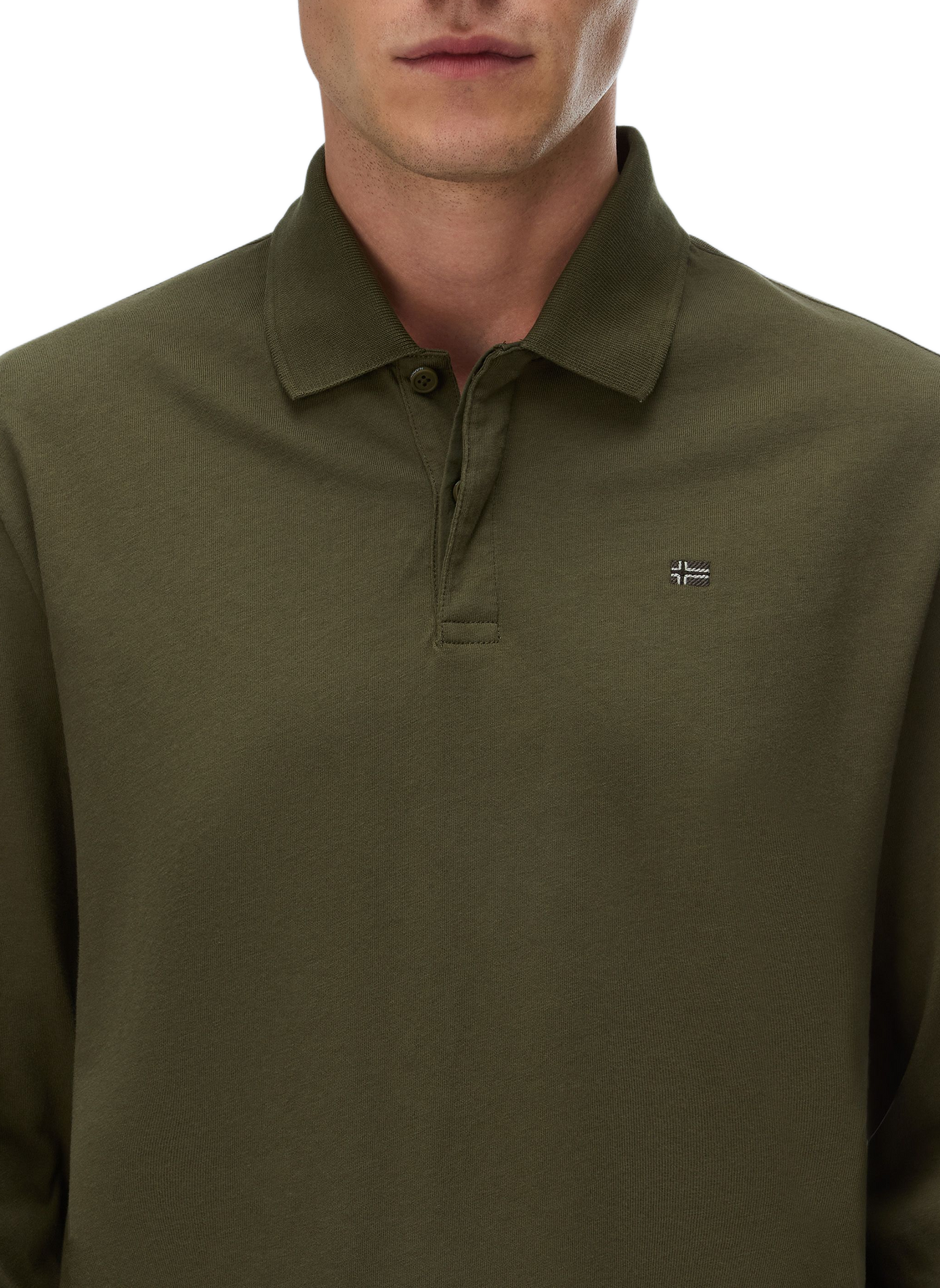 Plain long-sleeved polo shirt NAPAPIJRI Khaki
