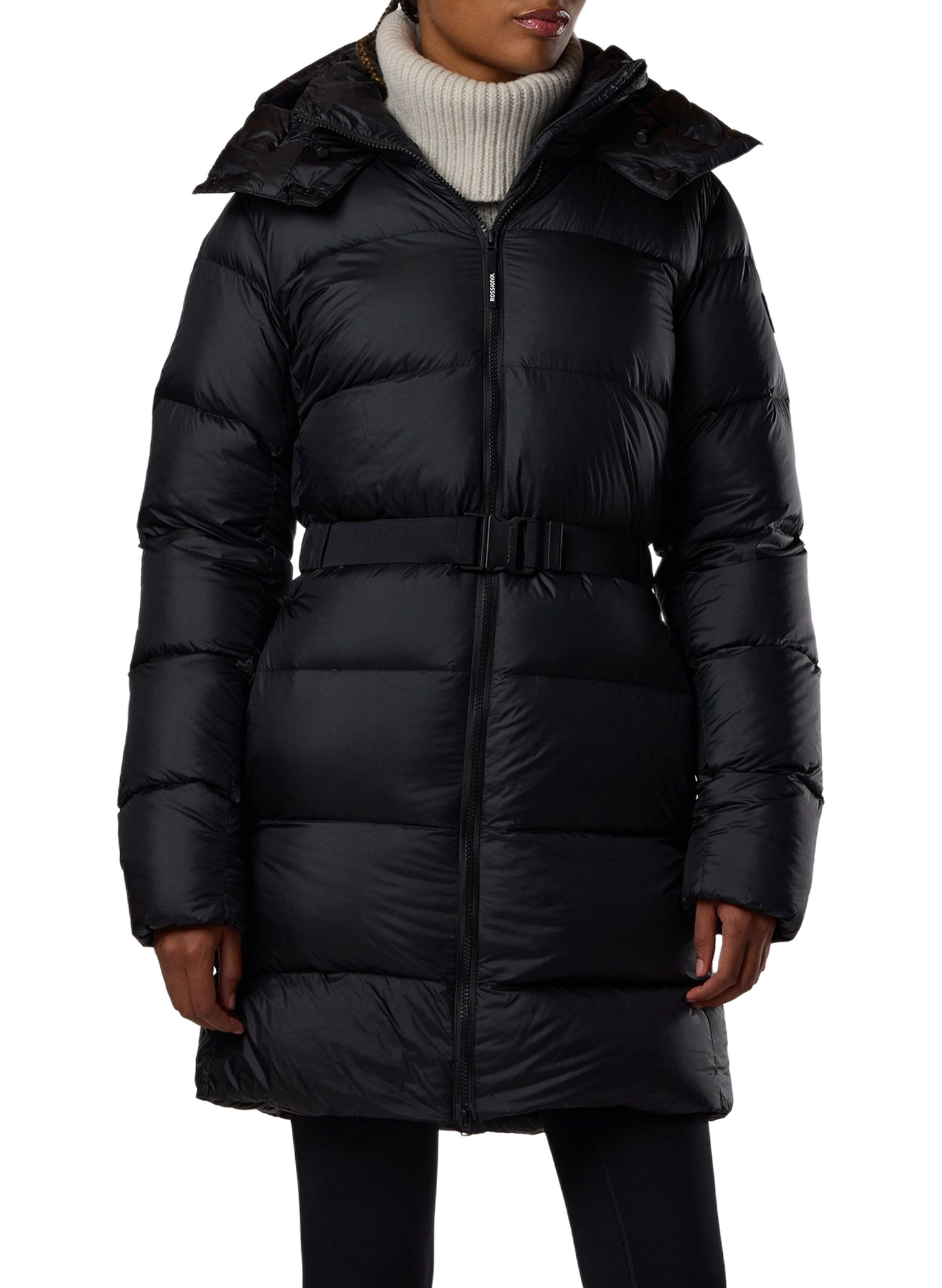 Gerade geschnittener Parka mit Kapuze und Gürtel ROSSIGNOL Schwarz