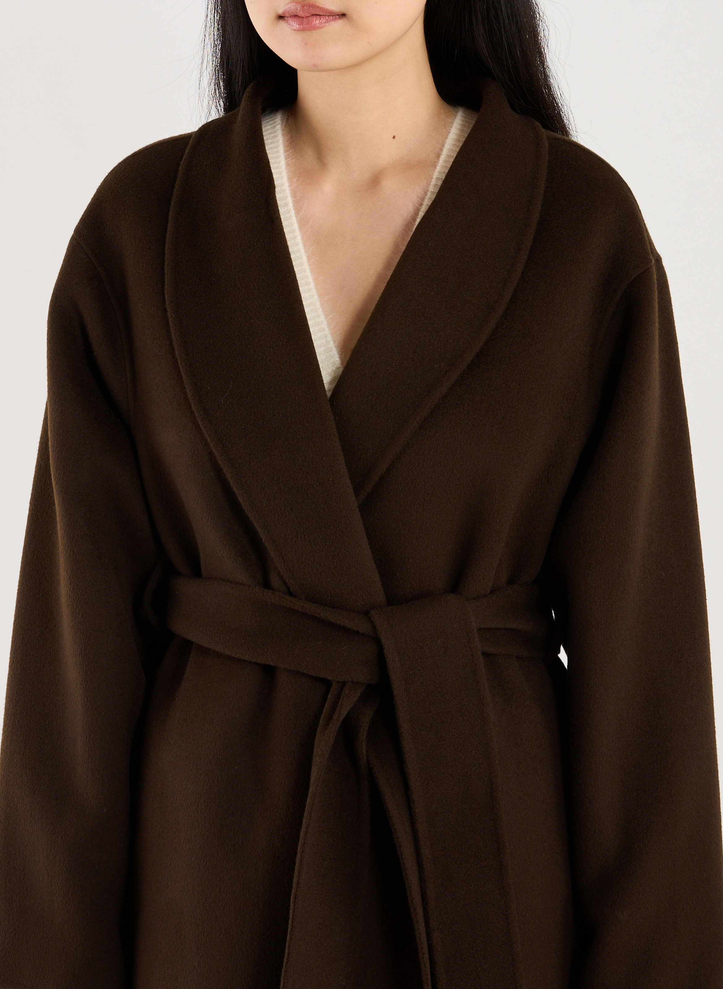 Manteau Mara doublé en laine et cachemire ALMADA Marron