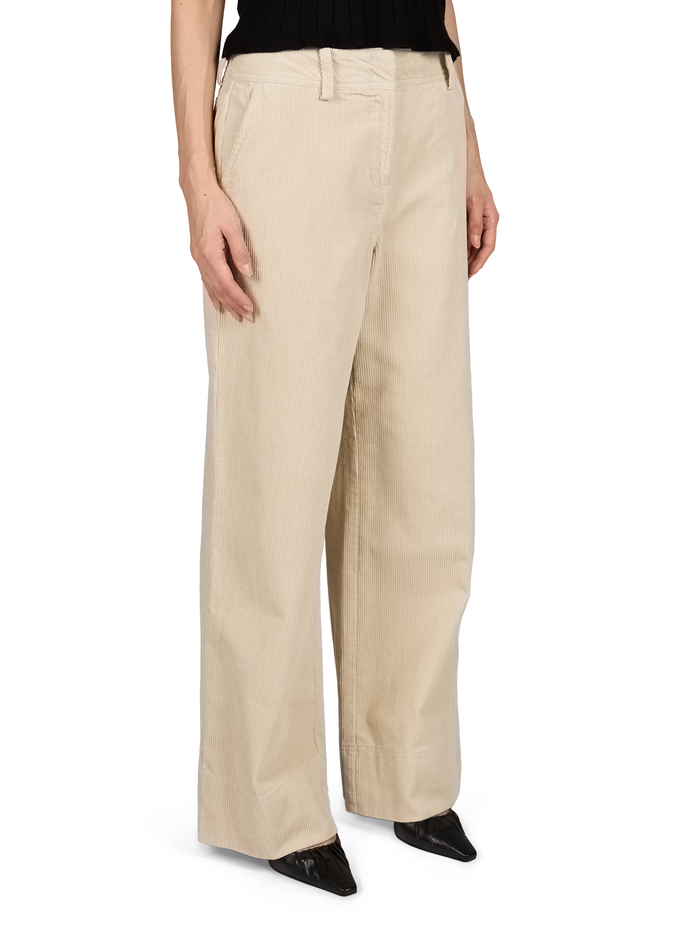 Rousima wijde broek van geribbeld katoen ROUGE EDIT Beige