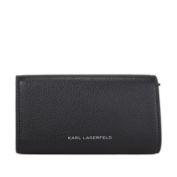 Karl Lagerfeld K/seven Grained Leather Card Holder In Black