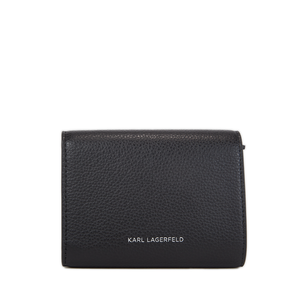 Karl Lagerfeld K/seven Grained Leather Card Holder In Black