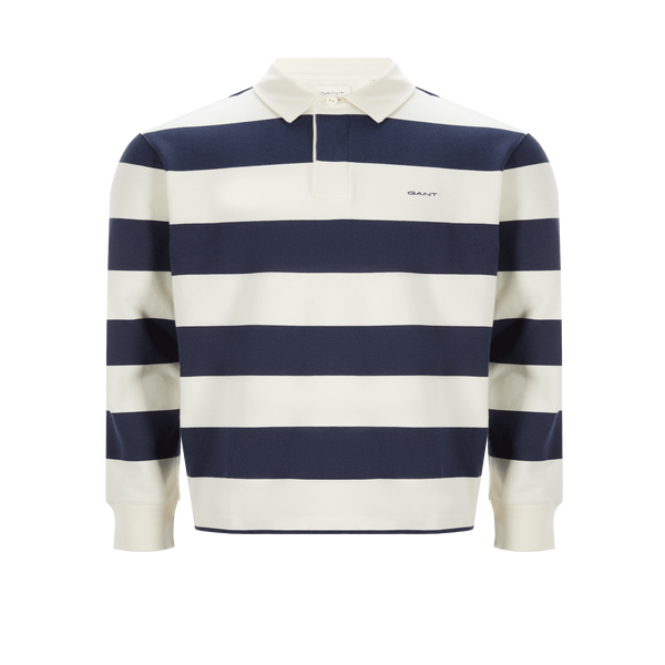 Gant Long-sleeved Cotton Polo Shirt In Blue