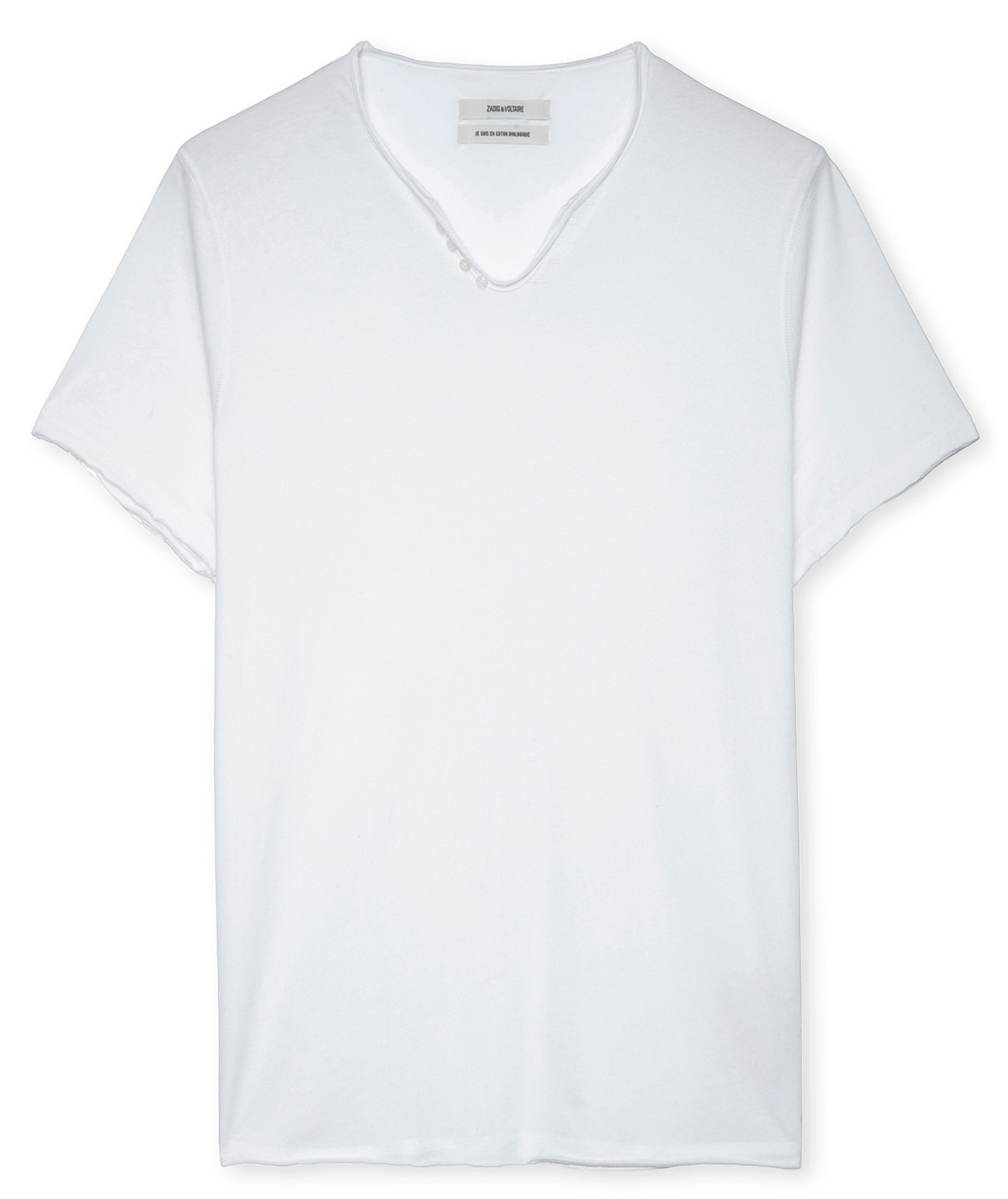 Tee-shirt col tunisien regular-fit en coton monastir ZADIG&VOLTAIRE Blanc