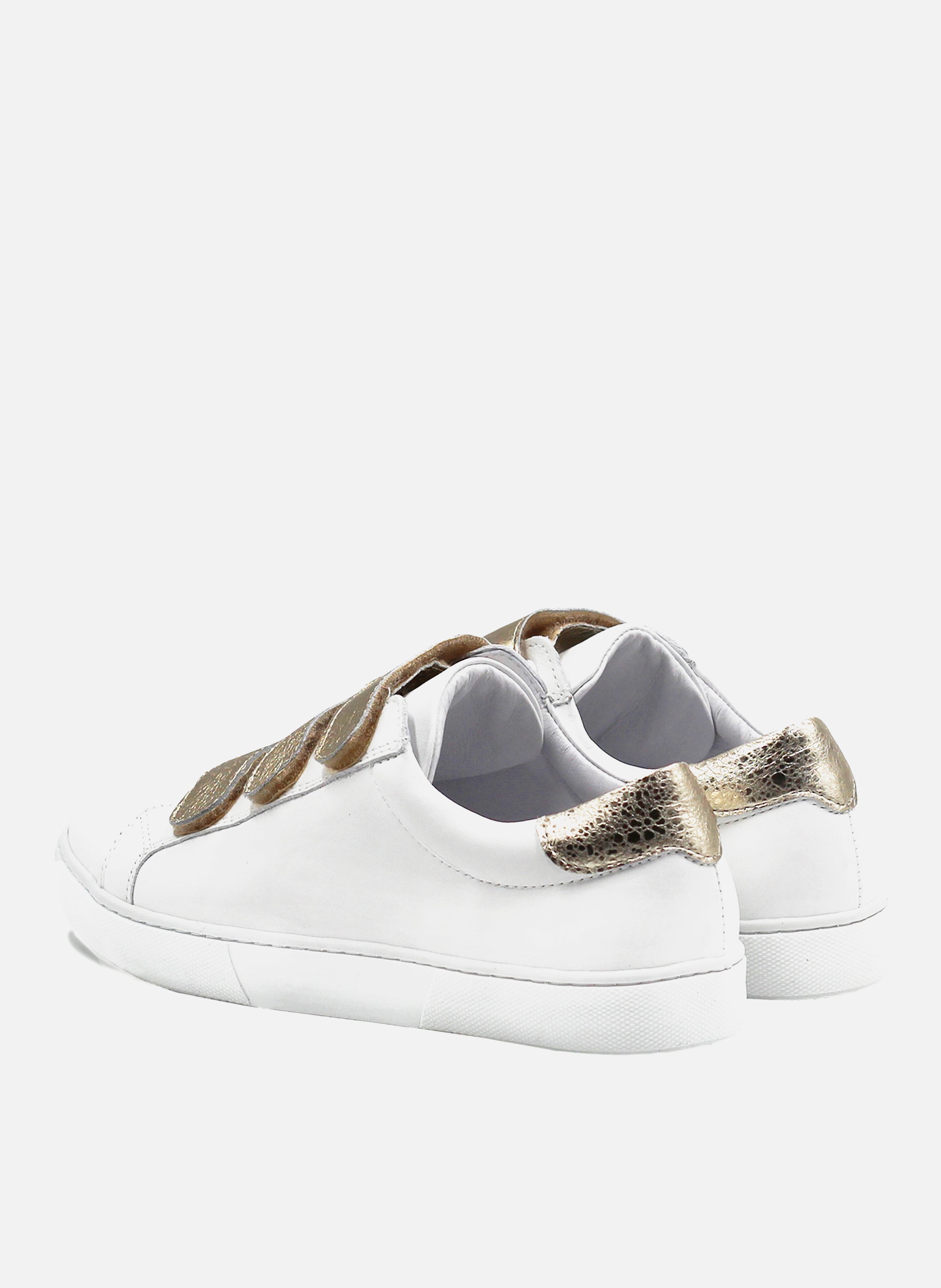 Baskets à scratch cuir lisse JULES & JENN Blanc