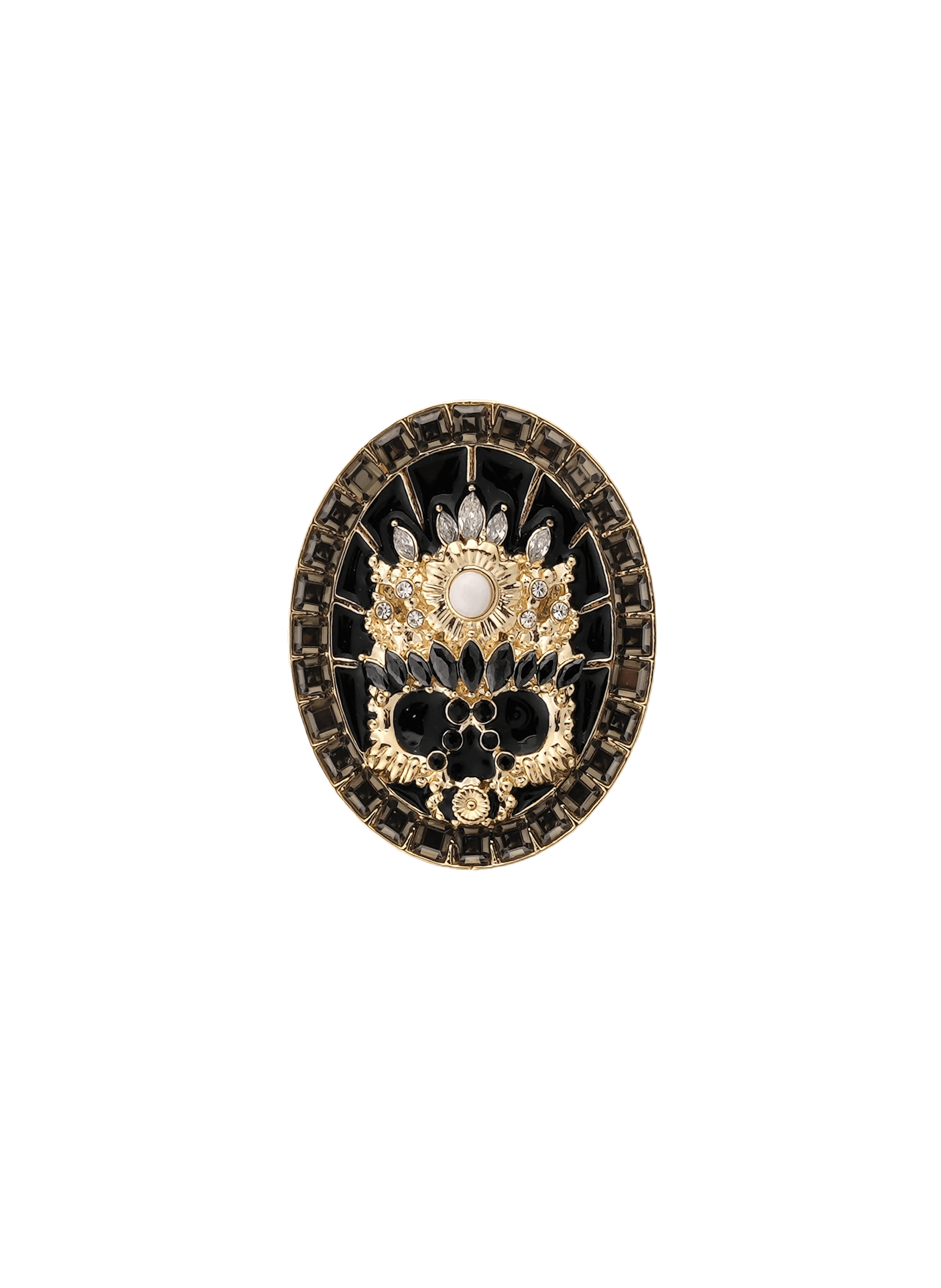 Bague ajustable avec cabochon central et strass sanctuary HIPANEMA Noir