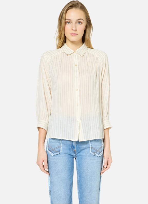 Chemise rayée à manches larges - udyana Beige by GERARD DAREL GERARD DAREL Chemise rayée à manches larges - udyana Beige