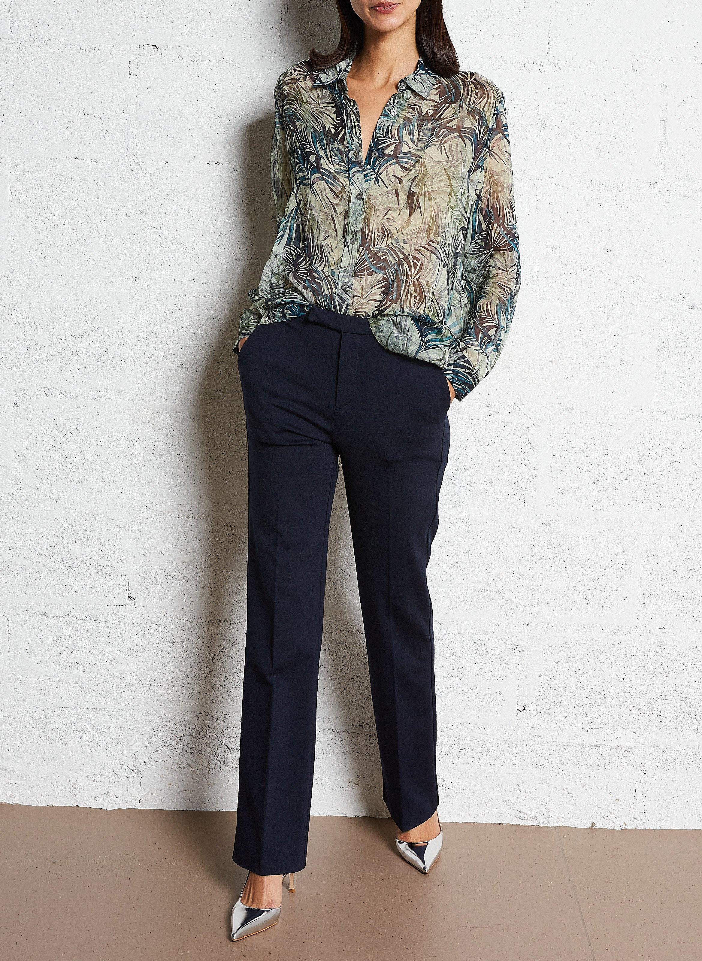 Pantalon droit flare confort IKKS Bleu