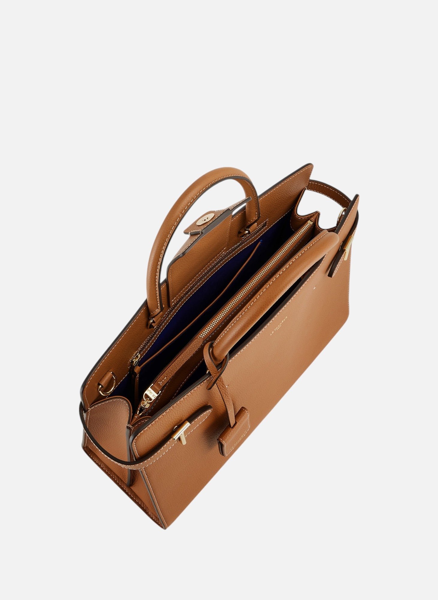 Grand sac à main emilie en cuir grainé Marron