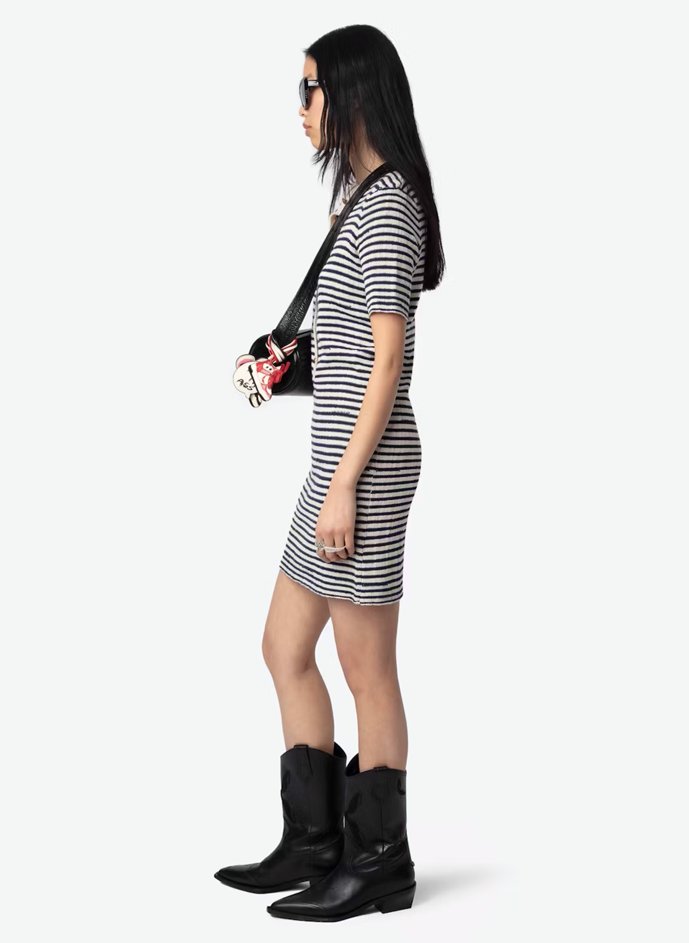 Robe courte col rond à rayures tahoe ZADIG&VOLTAIRE Bleu