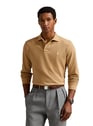 Long-sleeved cotton polo shirt | Beige by POLO RALPH LAUREN POLO RALPH LAUREN Long-sleeved cotton polo shirt | Beige