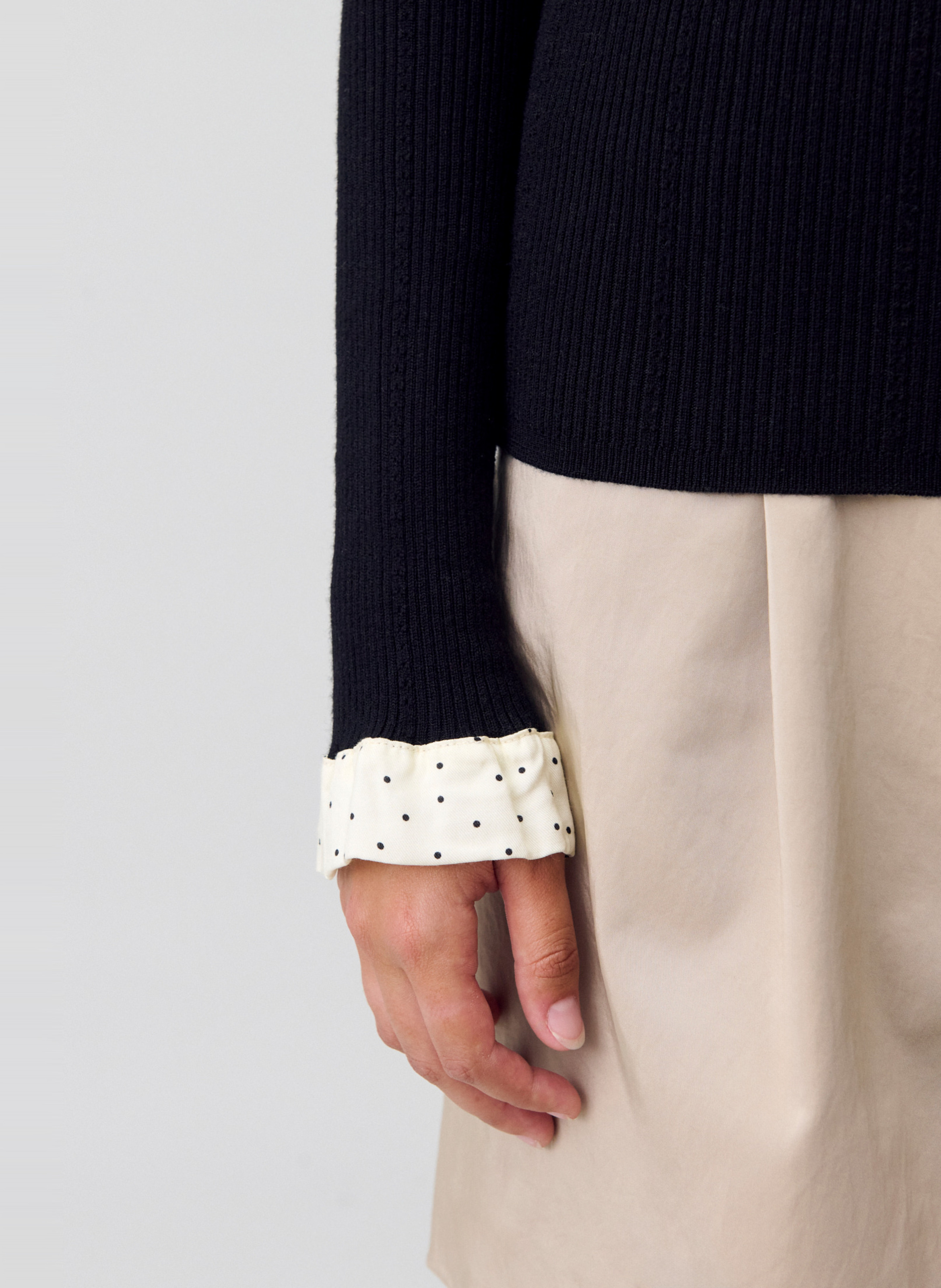 Pull col rond en laine mélangée masoie CLAUDIE PIERLOT Noir