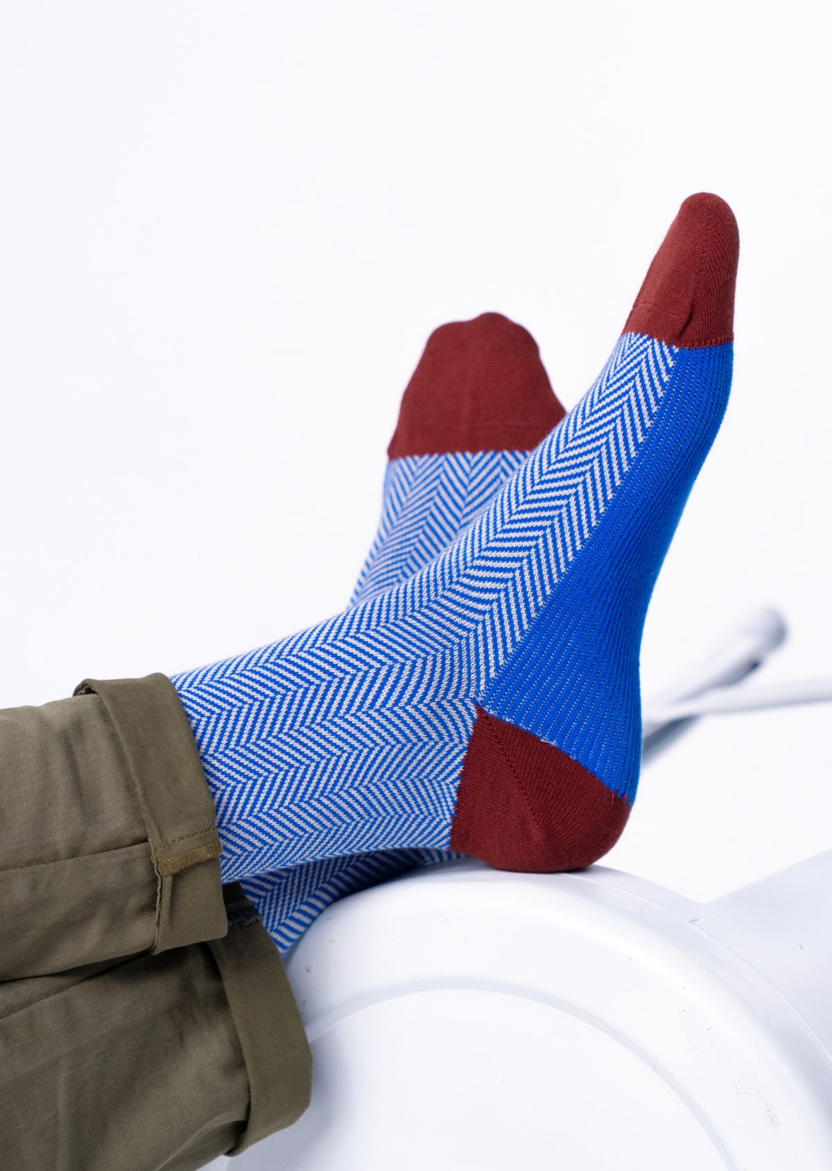 Chaussettes en coton peigné chevrons BILLYBELT Bleu