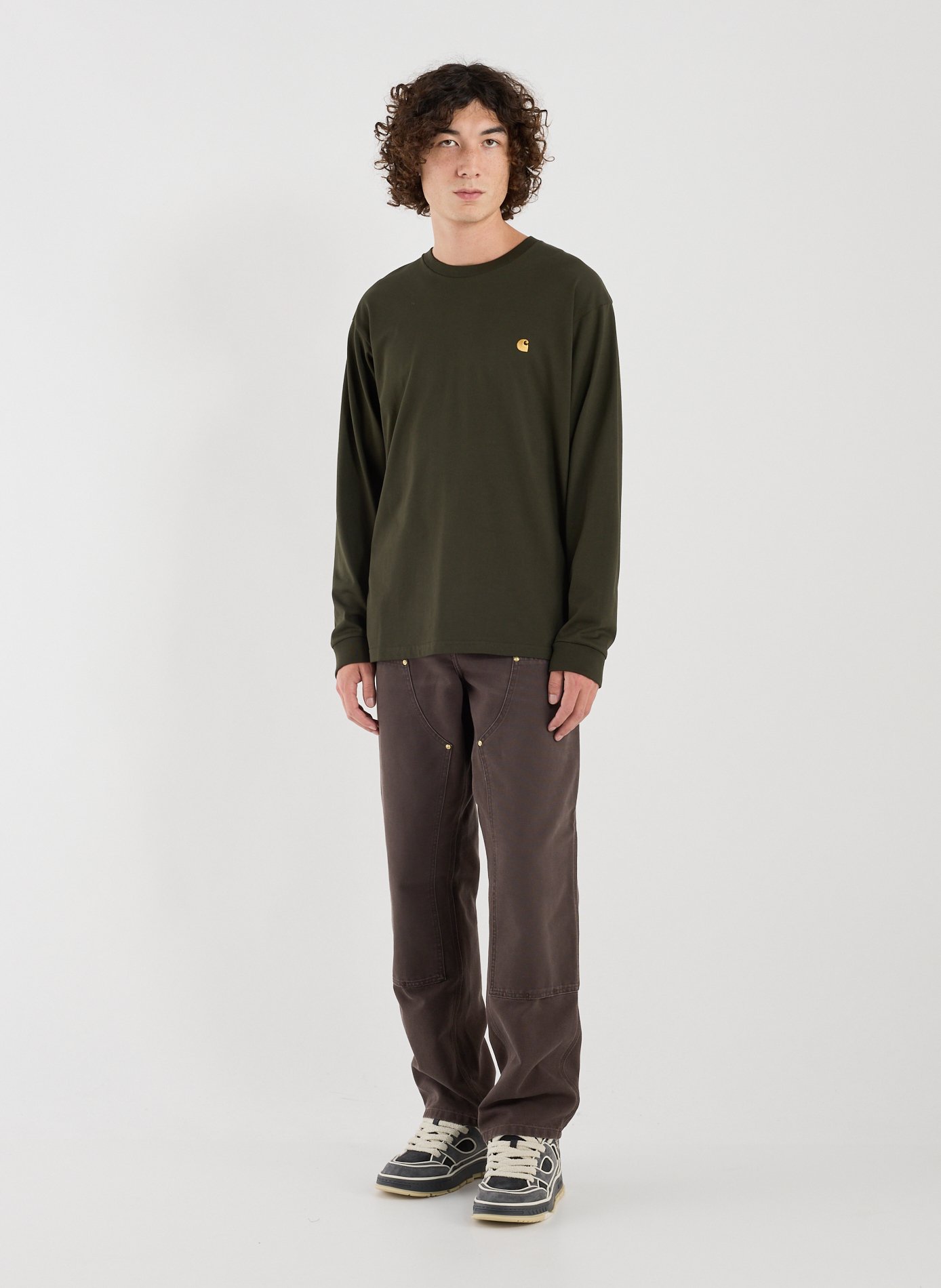 Straight cotton trousers CARHARTT WIP Brown