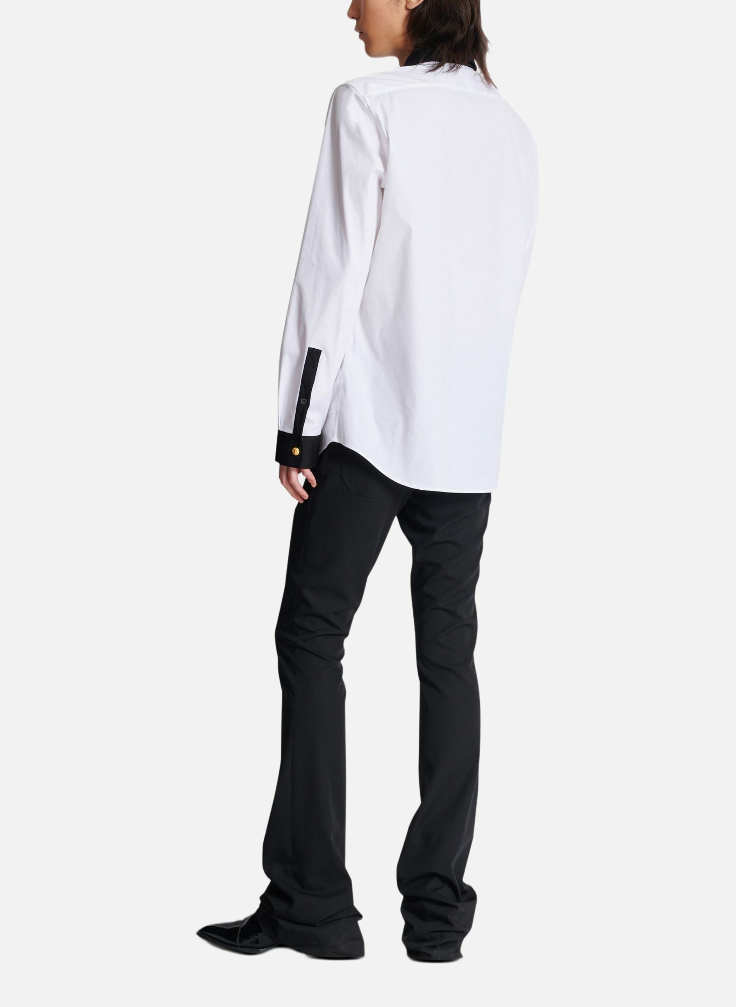 Chemise bicolore en popeline BALMAIN Blanc